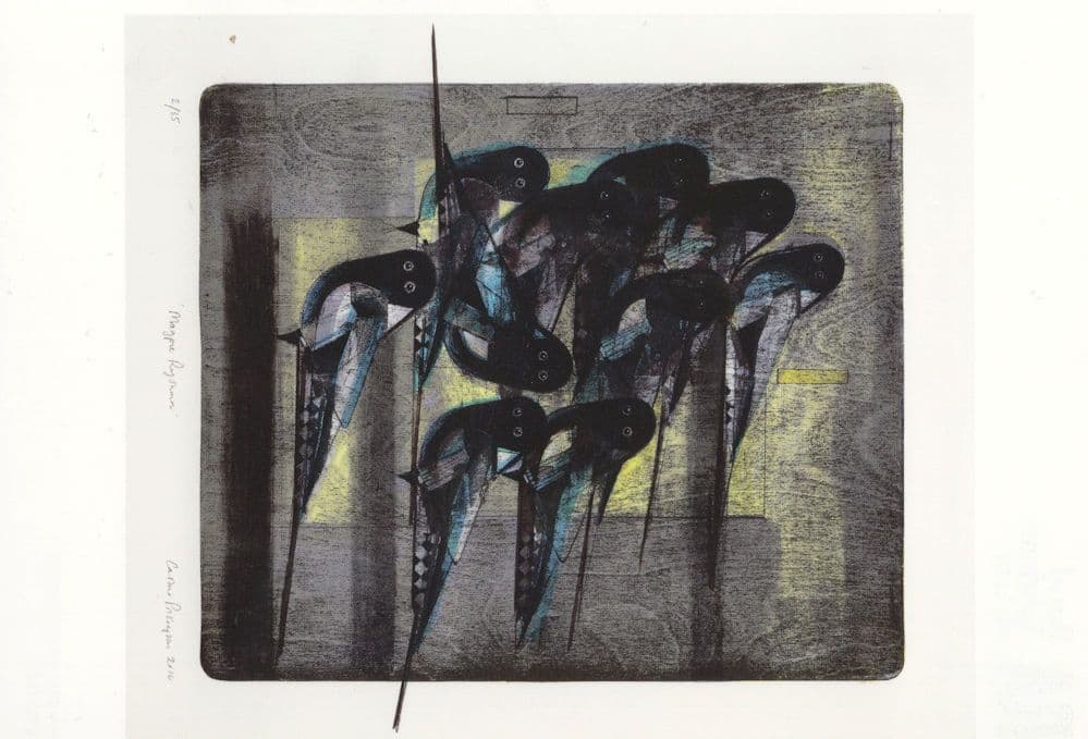 Cathie Pilkington Magpie Rhythm 2016 Painting Postcard
