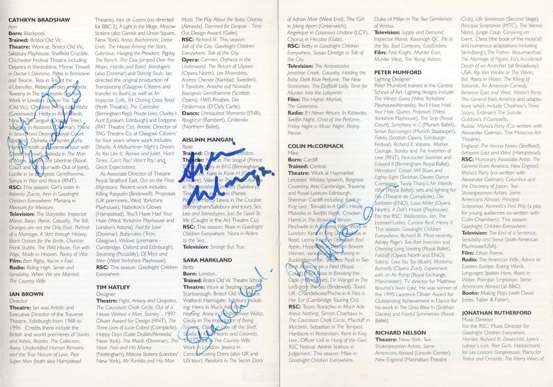 Cathryn Bradshaw Sara Markland MULTI RSC 5x Hand Signed Flyer