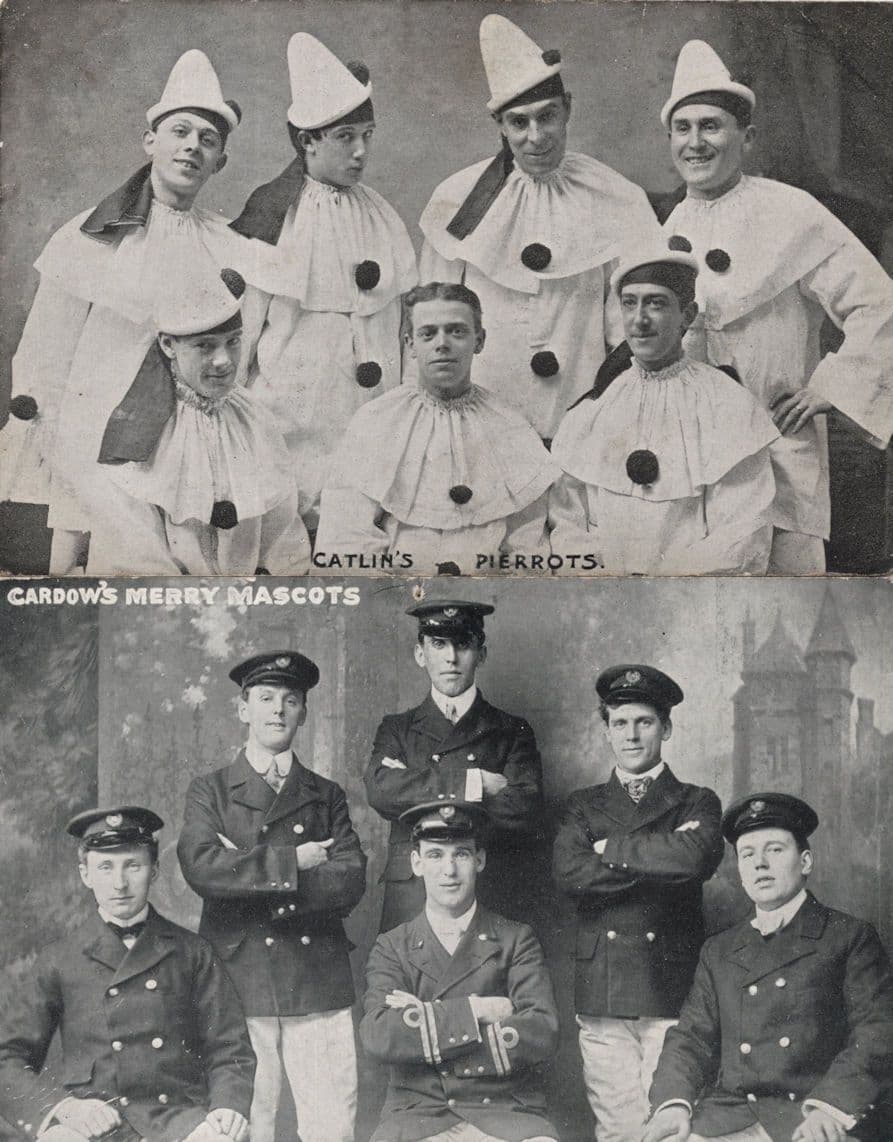 Catlin's Pierrots Carrow's Merry Mascots 2x Old Theatre Postcard s