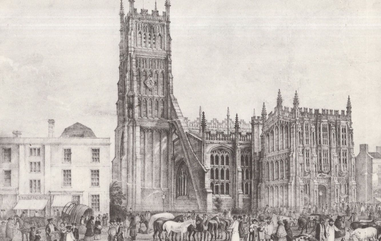 Cattle at Cirencester Church Town Hall Gloucester Victorian Art Postcard