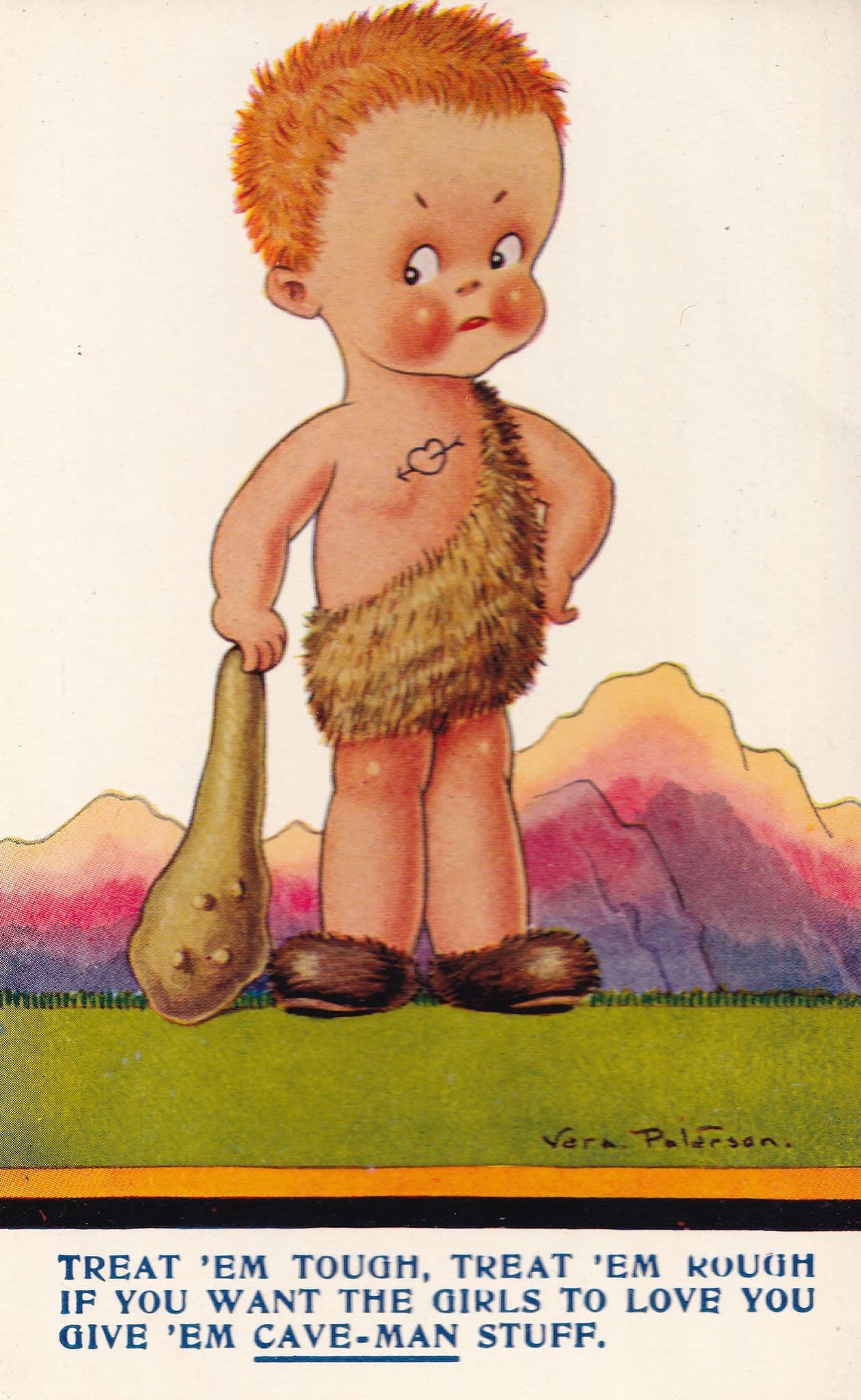 Caveman Comic Prehistoric Child Flinstones Style Comic Postcard