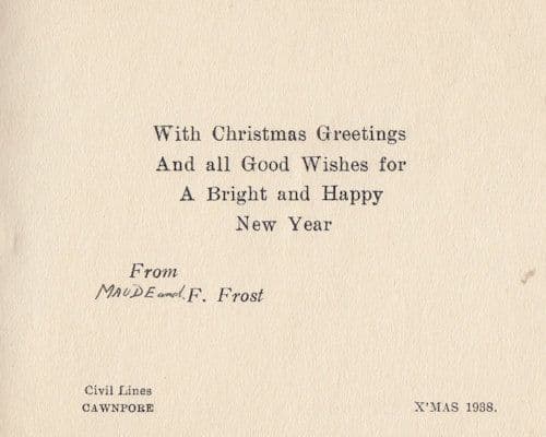 Cawnpore 1938 India Military Christmas Greetings Card