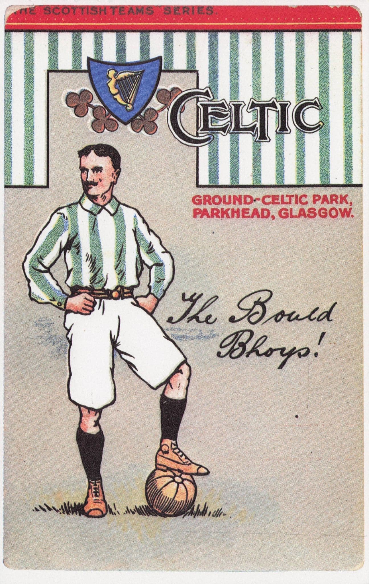 Celtic Football Club The Bould Bhoys Old Shirt Scottish Football Postcard