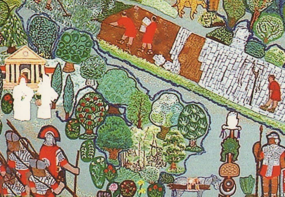 Celtic Roman Soldiers Crossing Watling Street Embroidery Postcard