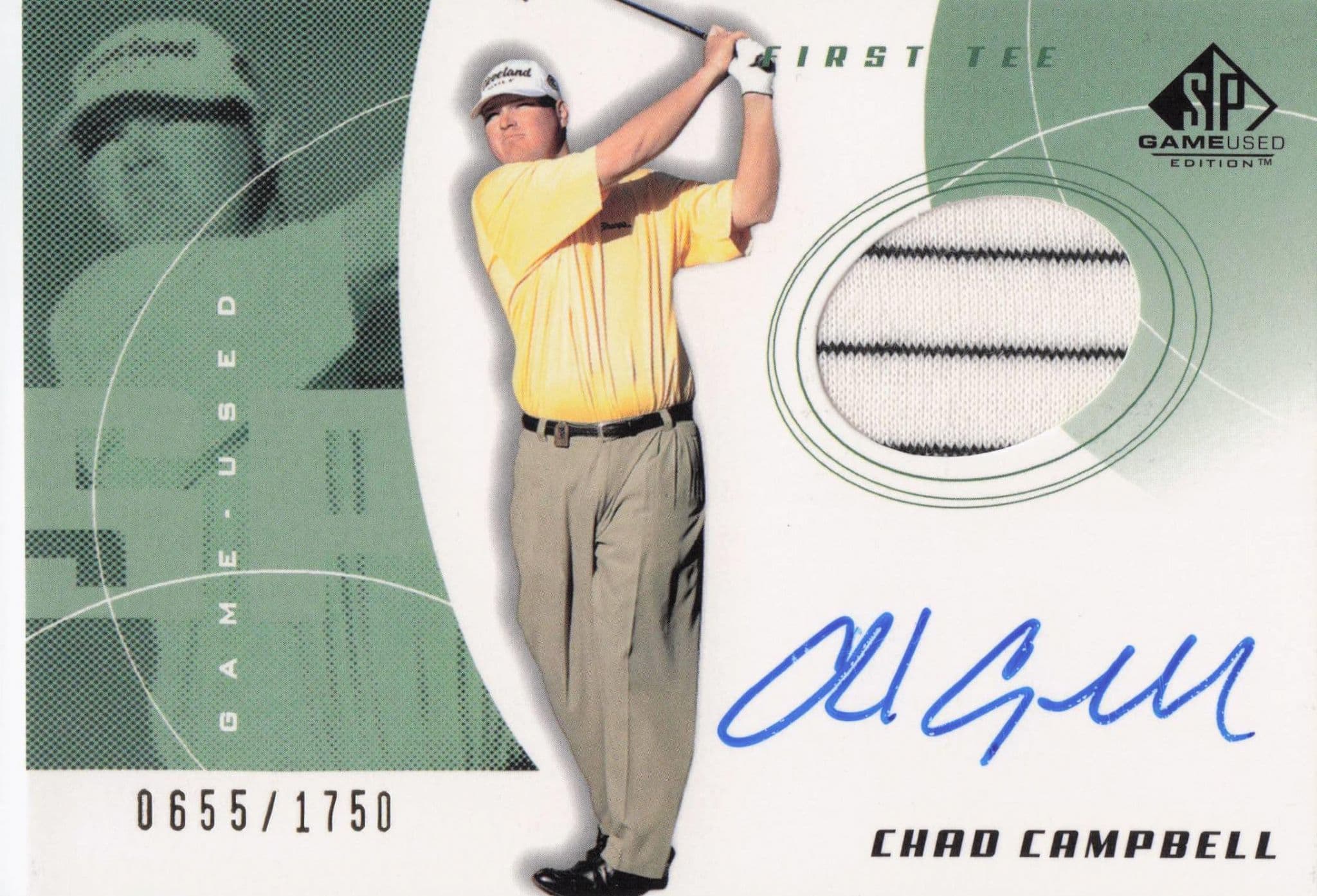 Chad Campbell First Tee SP 2002 Golf Hand Signed Worn PGA Shirt Card