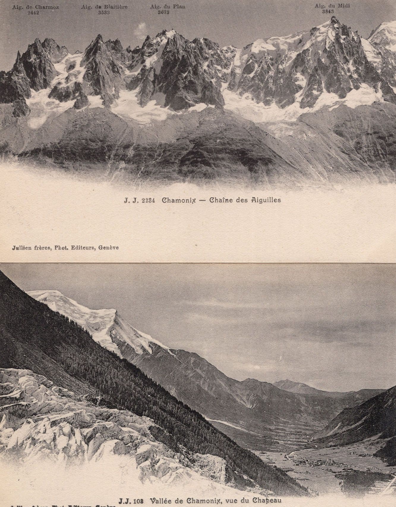Chamonix Chaine Des Aigulles Chapeau 2x Switerland Postcard & Hotel Frank s