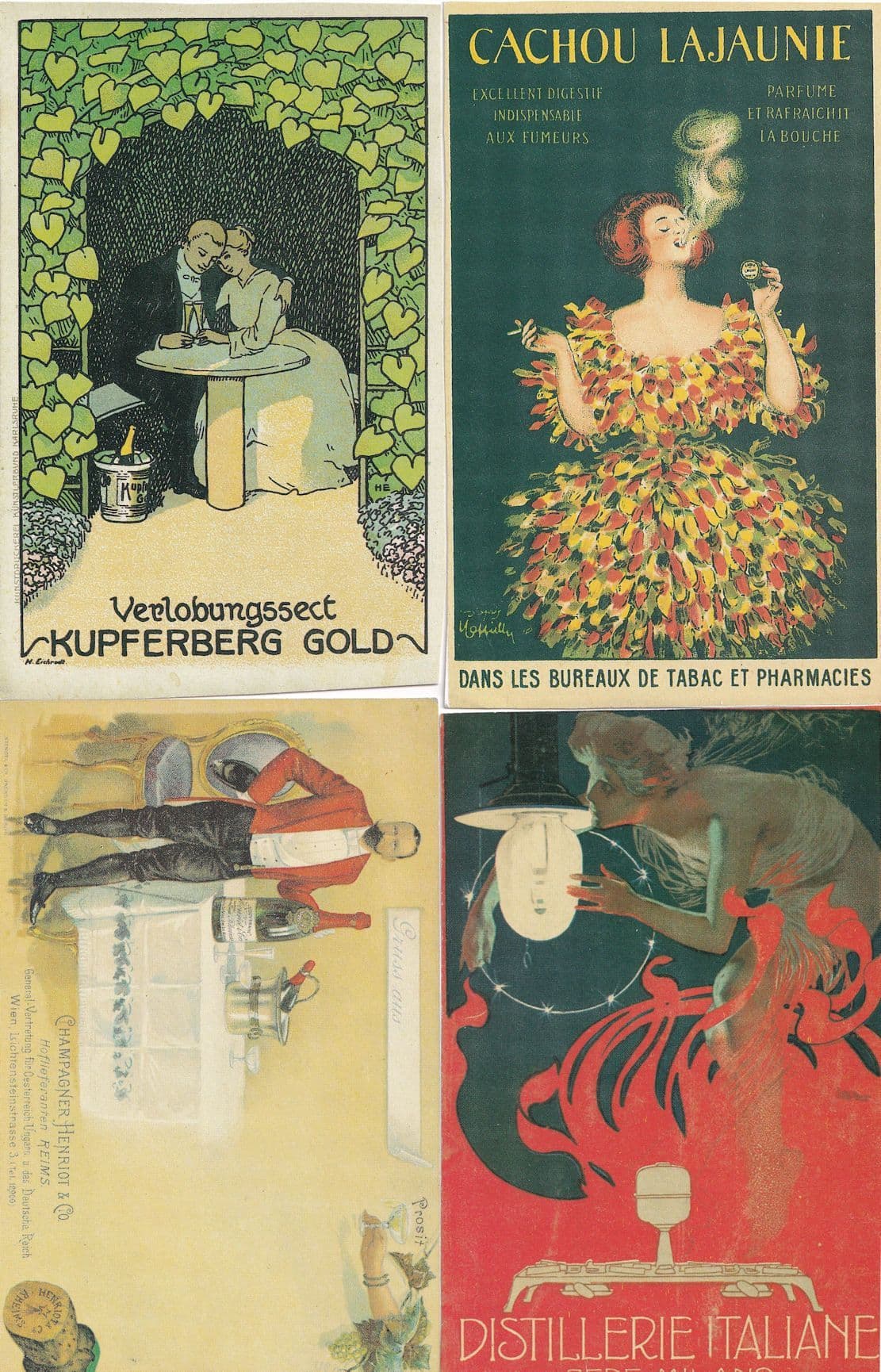 Champagne Henriot 4x Reproduction Advertising Postcard s