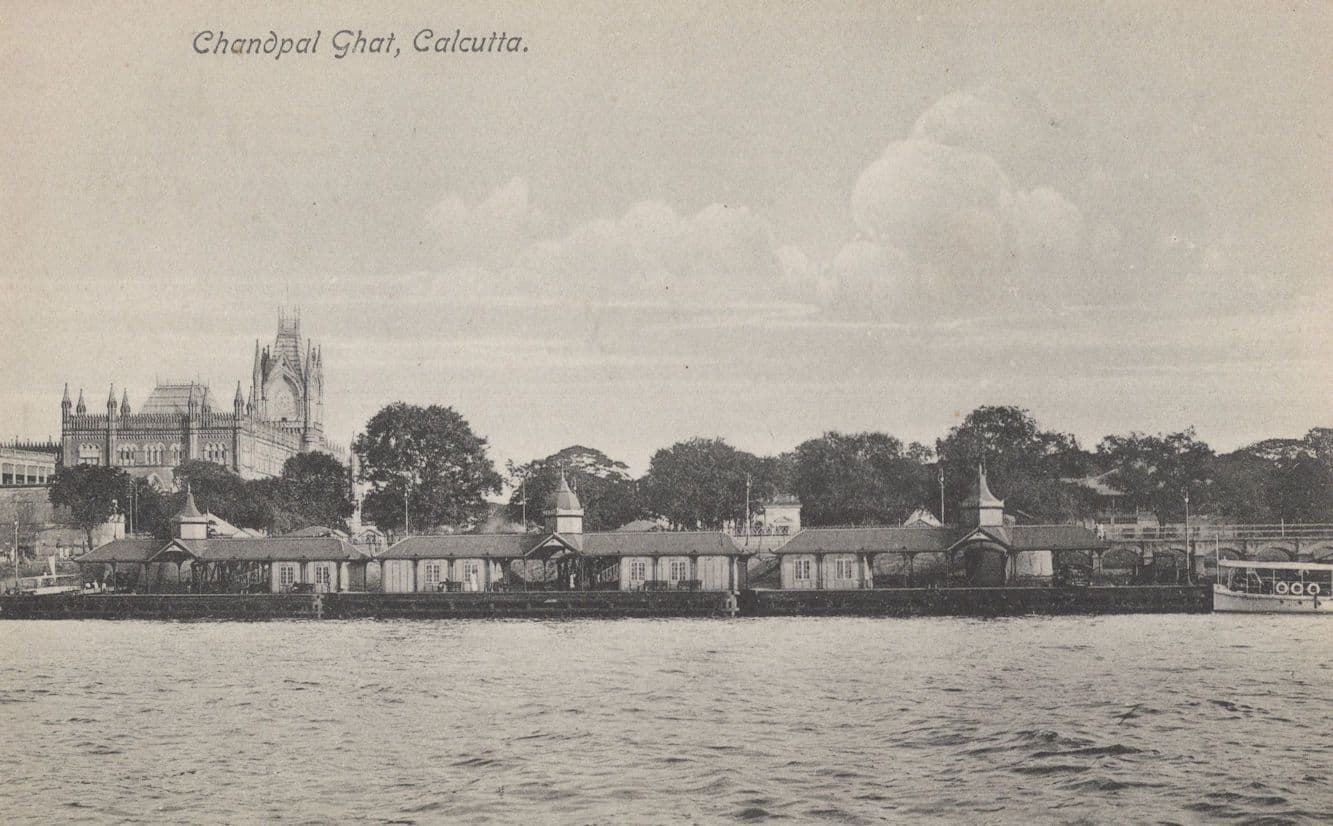 Chandpal Ghat River Calcutta India Antique Postcard