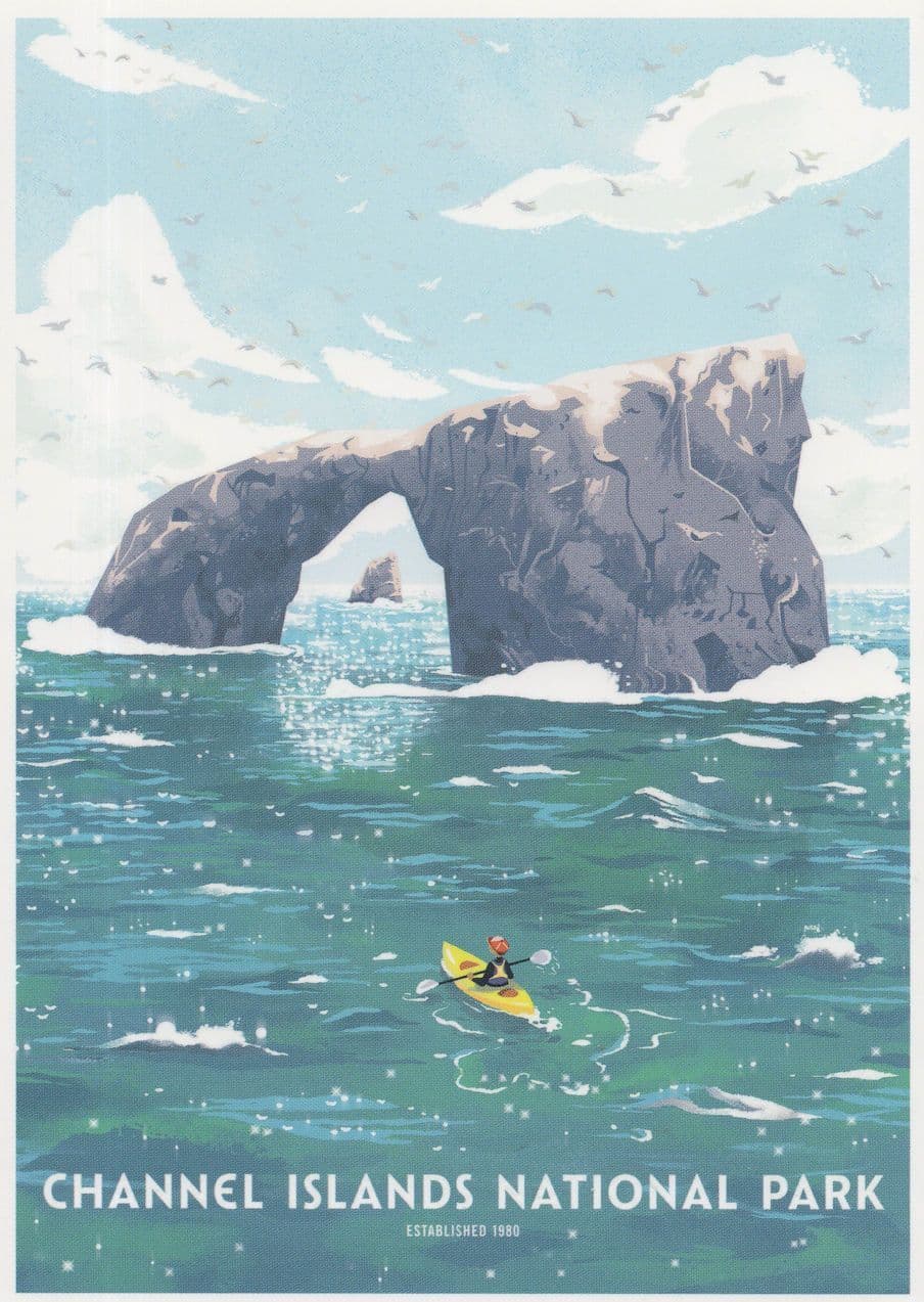 Channel Islands National Park Canoe Sea Caves California USA Postcard