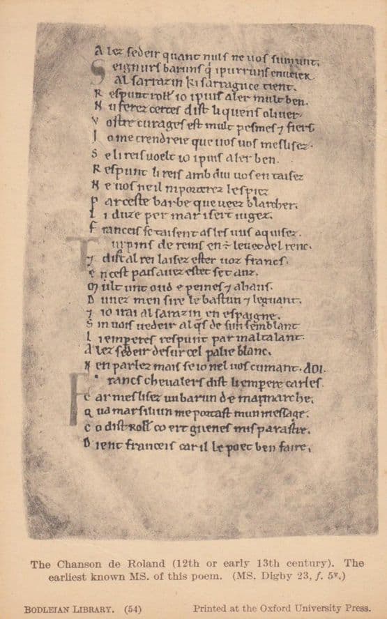 Chanson De Roland MS Digby Book Poem London British Museum Antique Postcard