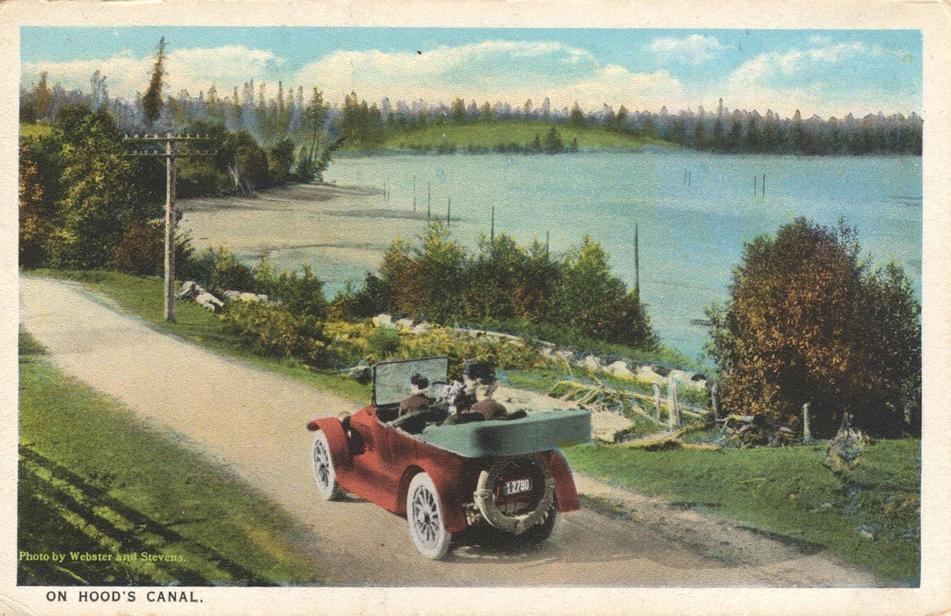 Character Classic USA Saloon Car on Hood's Canal Washington Old Postcard