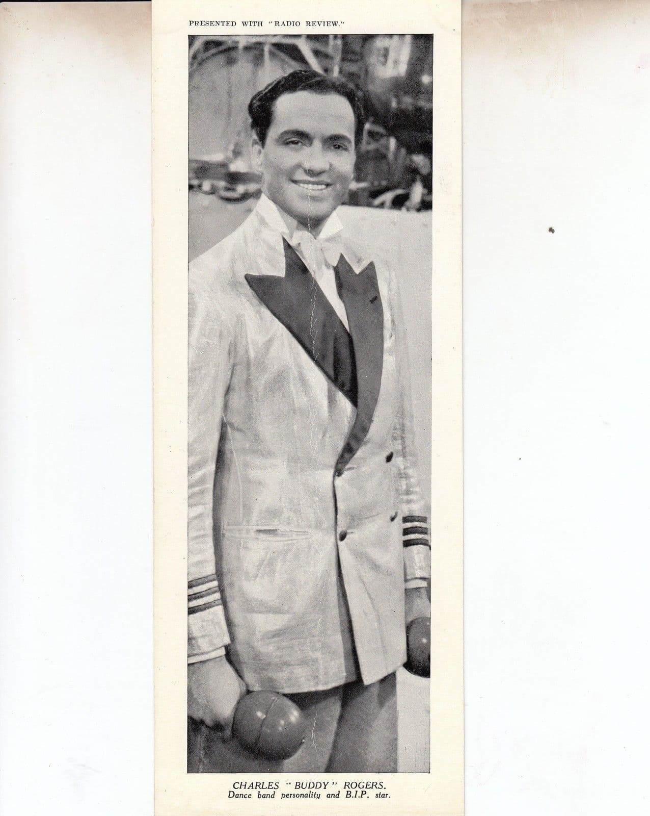 Charles Buddy Rogers Radio Review Antique 10" x 3" Old Photo Card