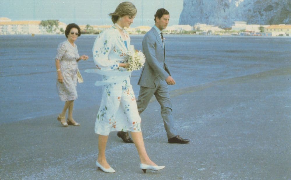 Charles & Diana Paddling In Gibraltar Waters Wedding Postcard