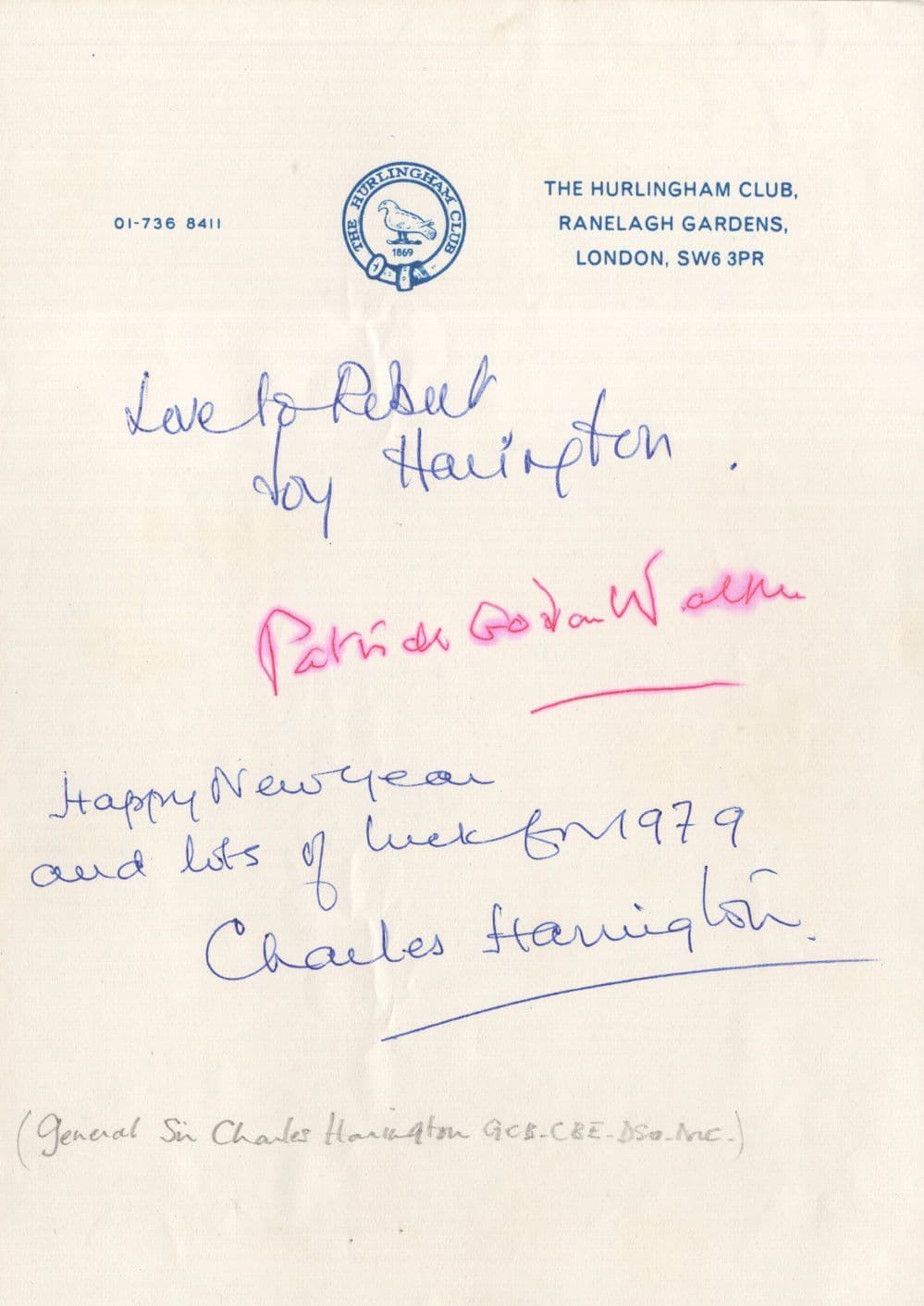Charles Harington WW1 Boer War Chanak Crisis Military Leader Hand Signed Letter