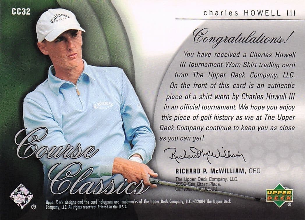 Charles Howell III Course Classics 2004 Authentic Tournament Upper Deck Golf Shirt Card