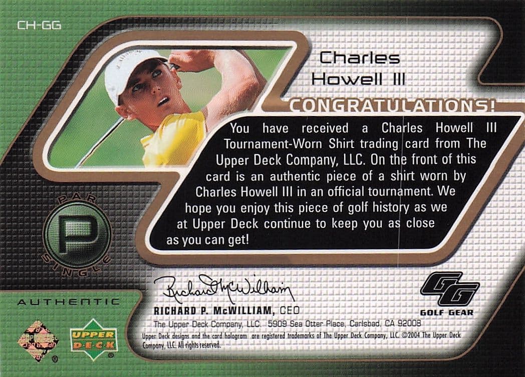 Charles Howell III Golf Gear Player Shirt Swatch Upper Deck Card
