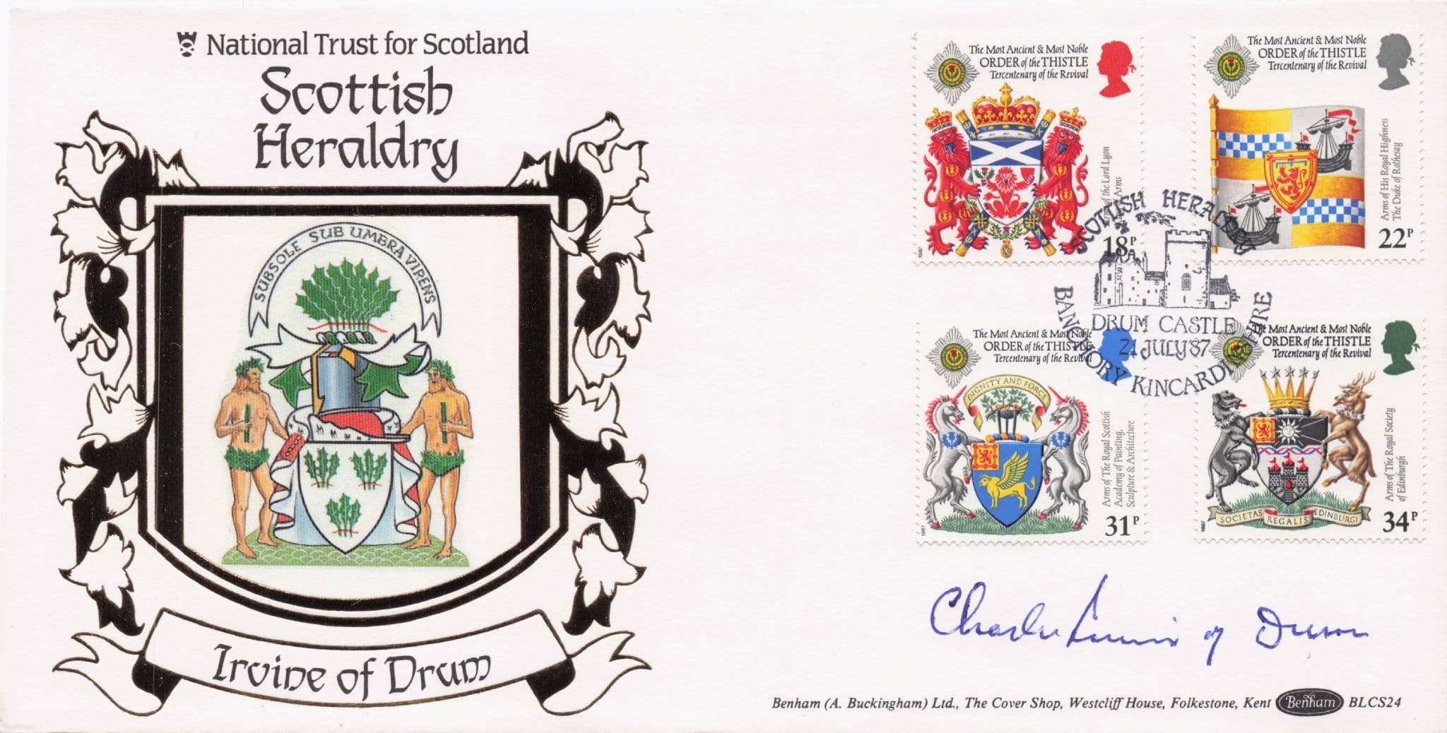 Charles Irvine Of Drum Scottish Heraldry Hand Signed FDC