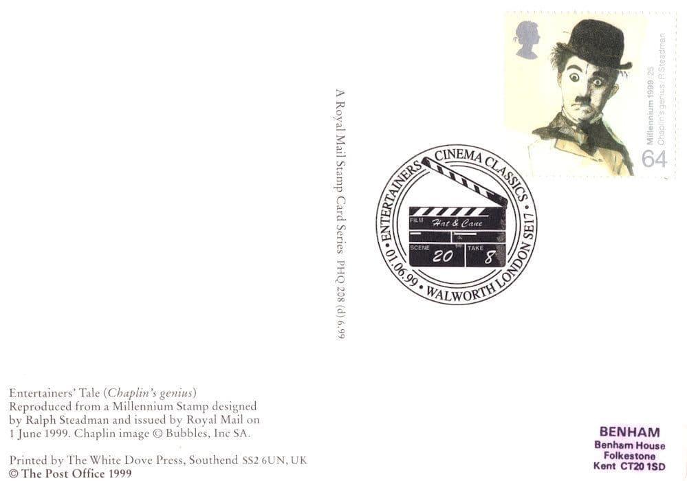 Charlie Chaplins Genius PHQ Rare Limited FDC Postcard