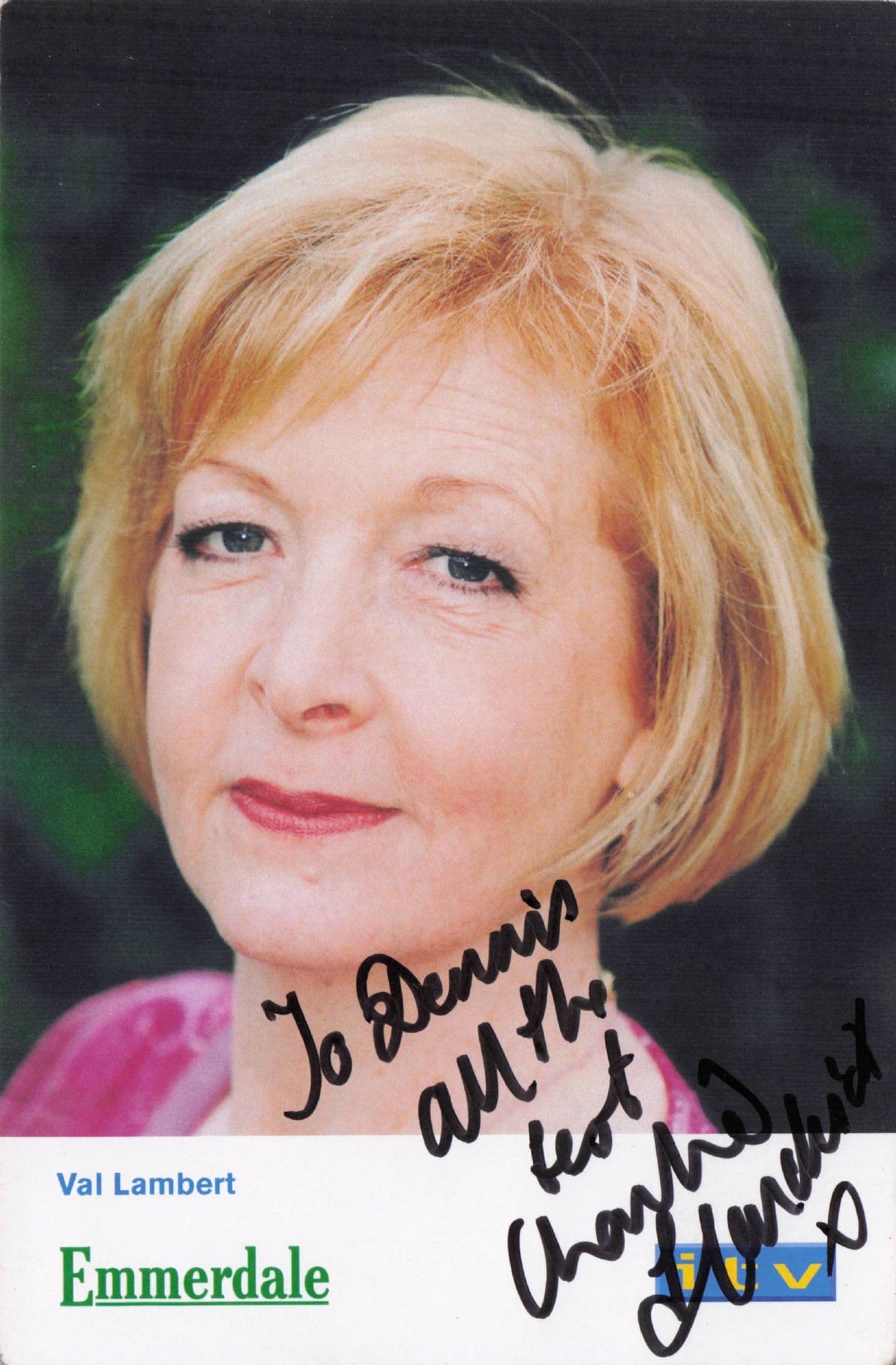 Charlie Hardwick as Val Lambert Emmerdale Hand Signed Card Photo
