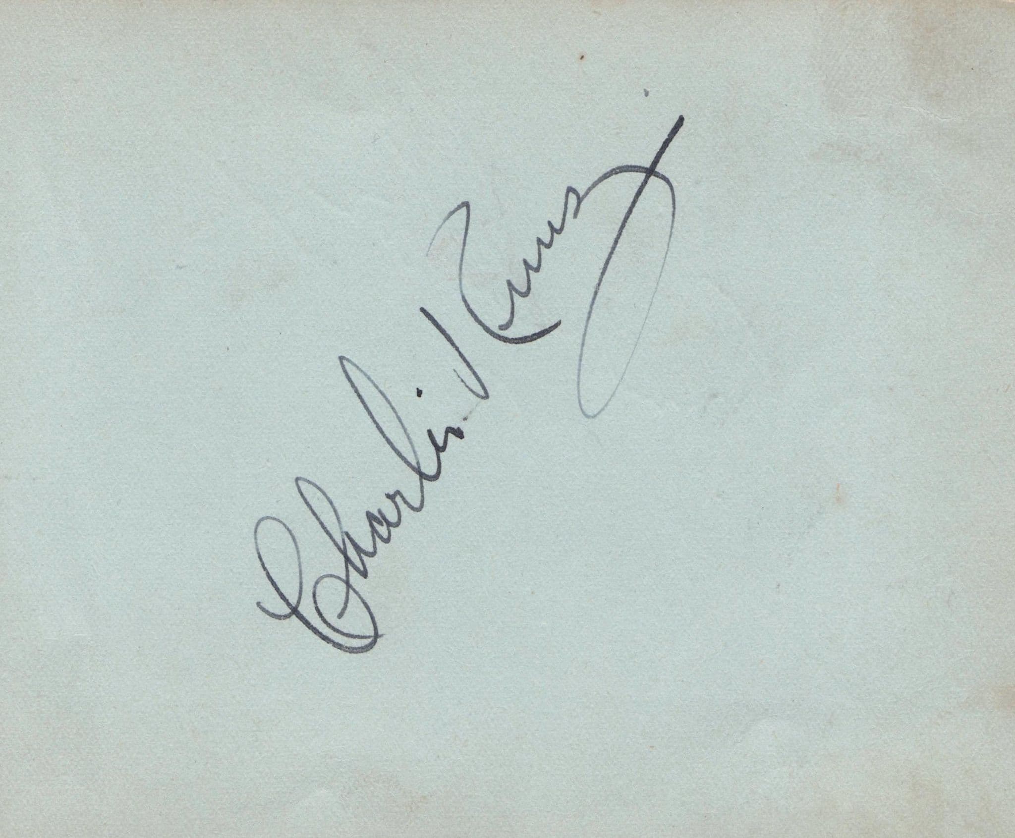 Charlie Kunz Bandleader Double Old Hand Signed Autograph Page