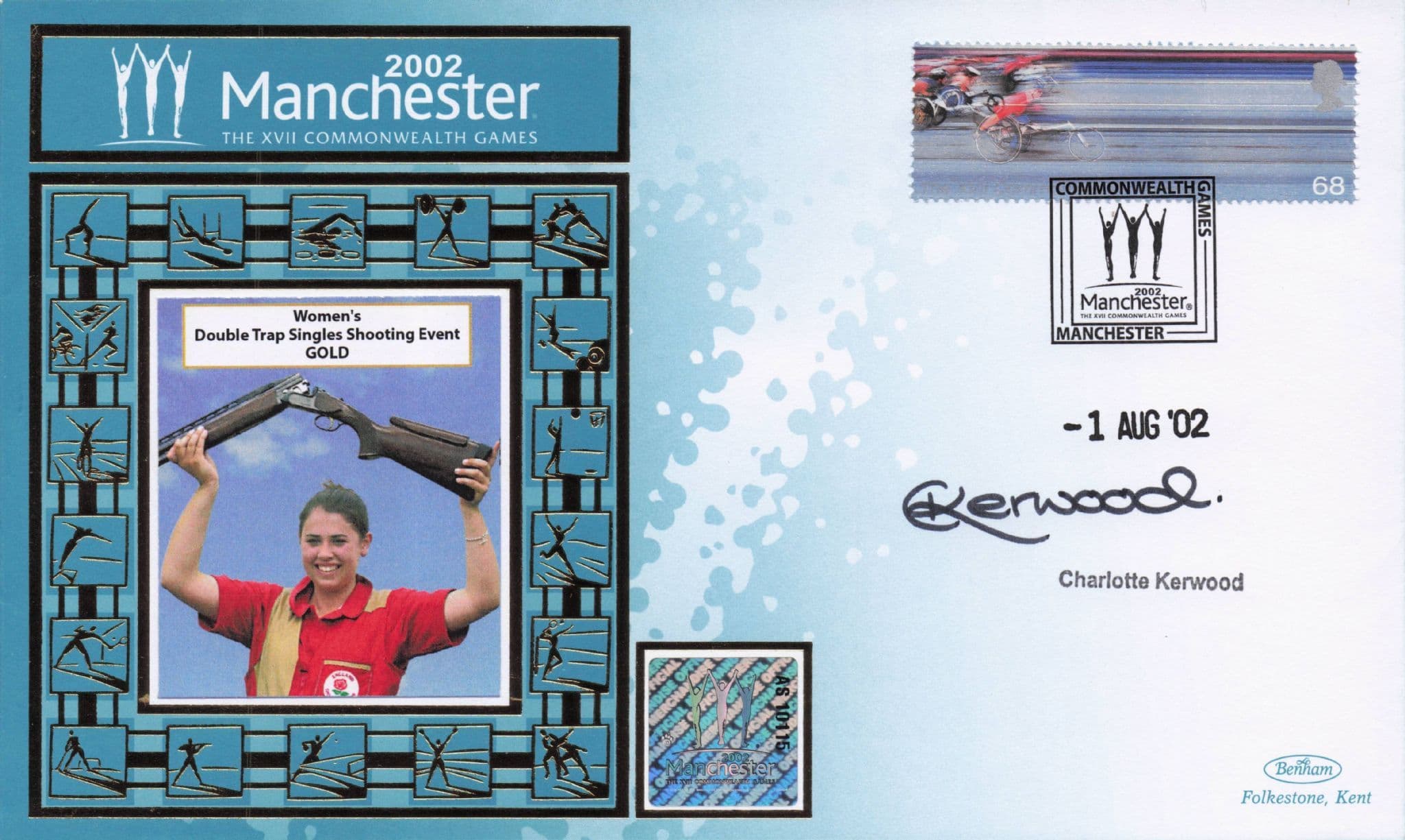 Charlotte Kerwood Shooting Commonwealth 2002 Games Hand Signed FDC