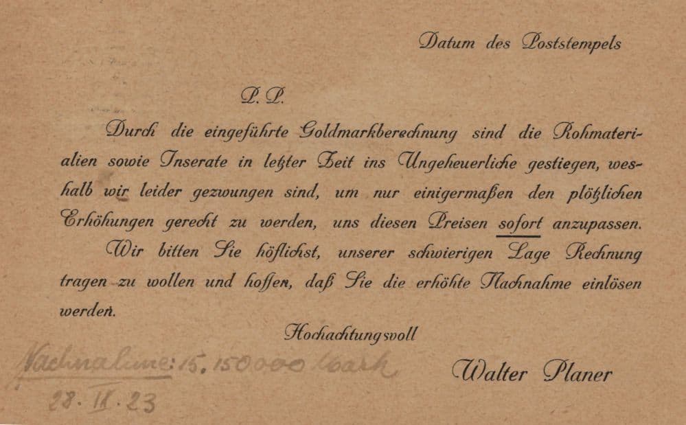 Charlottenburg Sweden Gold Mark Trade Increase Old Postcard