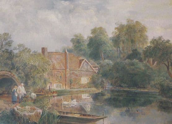 Charlton Hill Hitchin Hertfordshire in 1854 Watercolour Painting Rare Postcard
