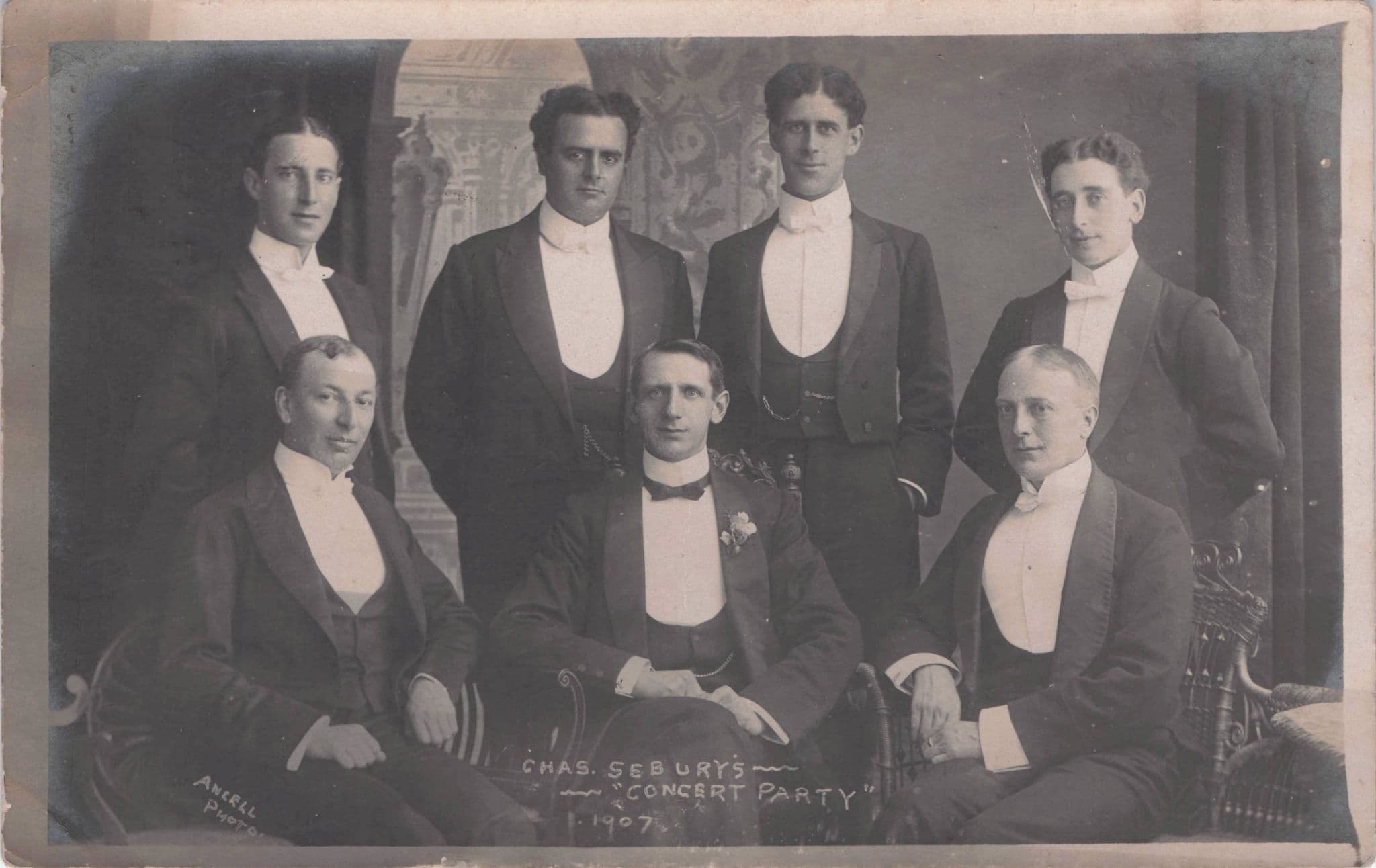 Chas Sebury's Posh Concert Party 1907 Antique Entertainers Postcard