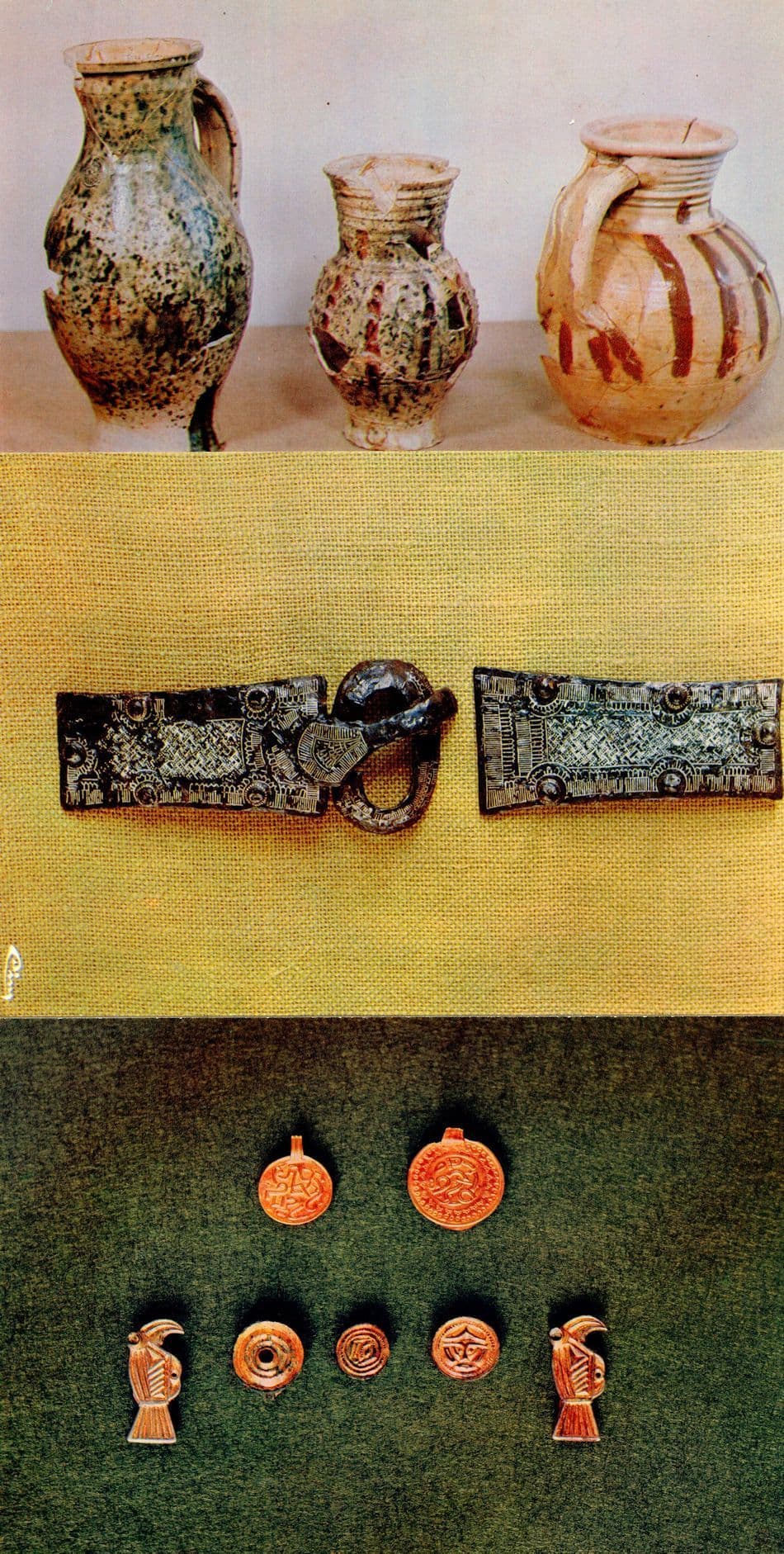 Chateau De Caen Normandy Old Coins Relics Pottery French 3x Postcard s