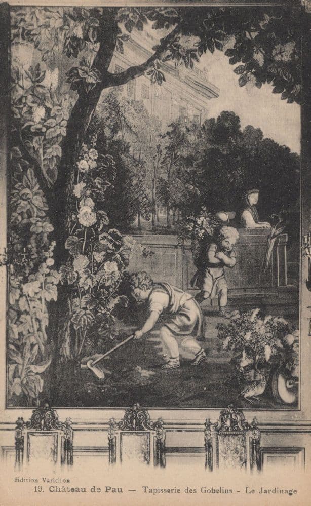 Chateau de Pau Le Jardinage Tapisserie Old Painting Postcard