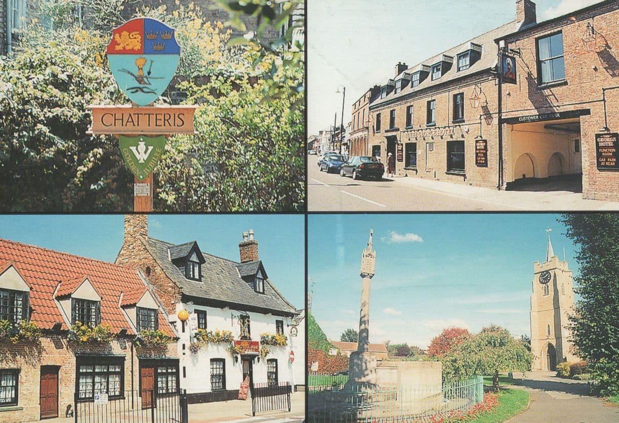 Chatteris Cambridge Town Sign High Street George Hotel Postcard