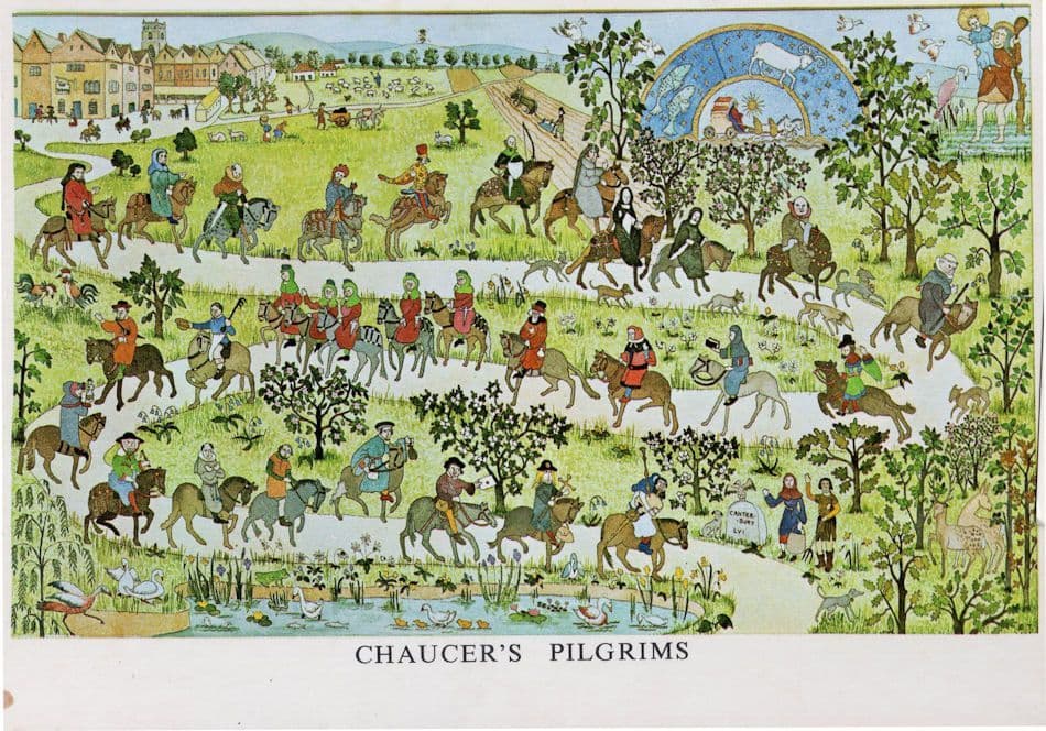 Chaucers Pilgrims Canterbury 26 IDENTIFIED Unique Painting Postcard