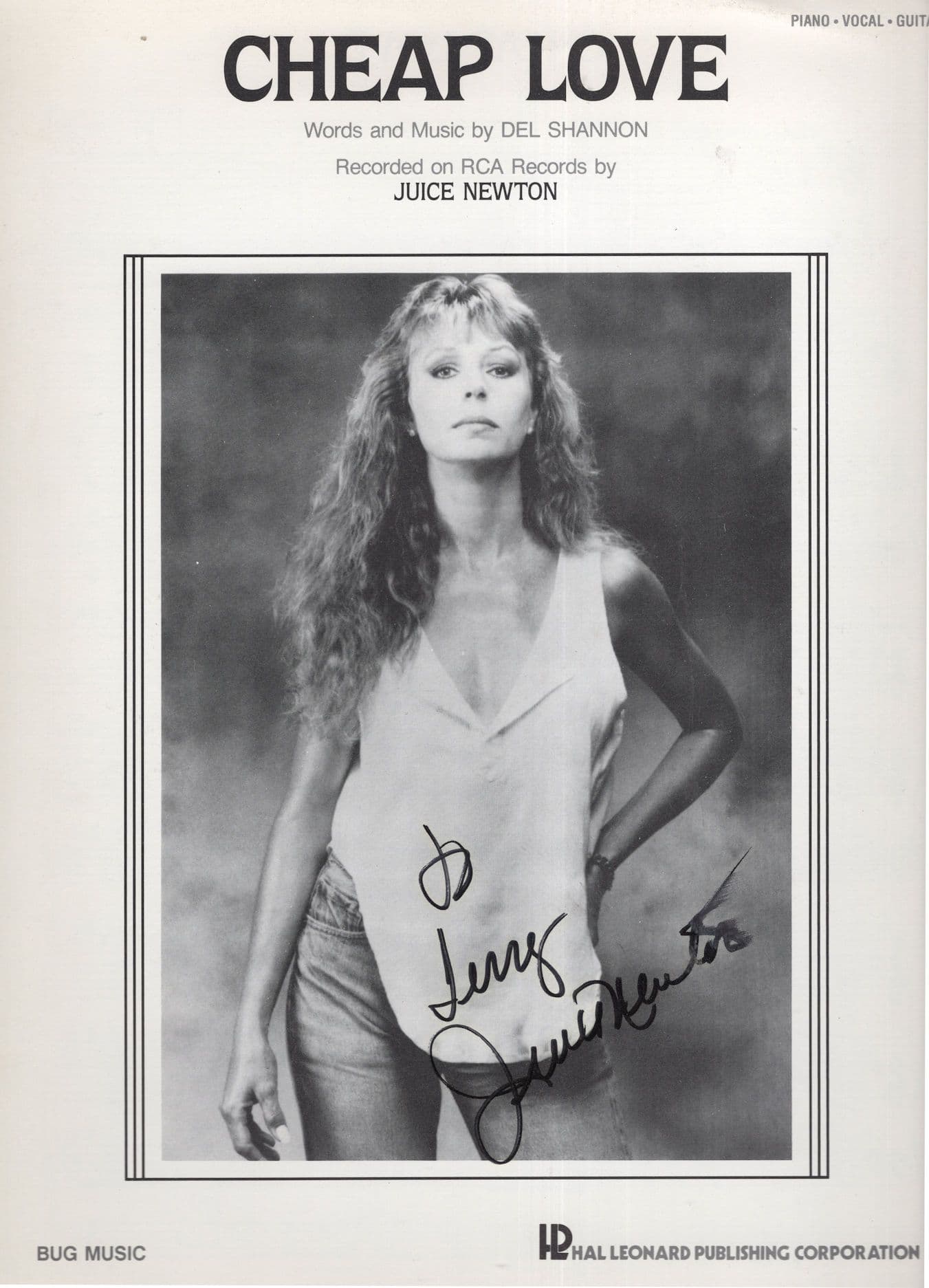 Cheap Love Juice Newton Hand Signed XL USA Sheet Music