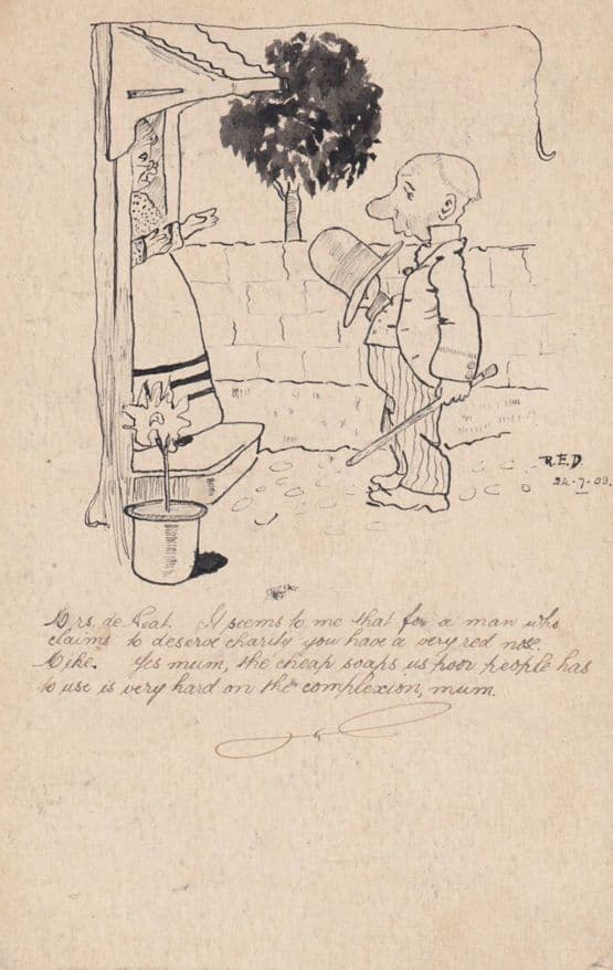 Cheap Soap Charity Red Nose Liar Antique Comic Humour Postcard