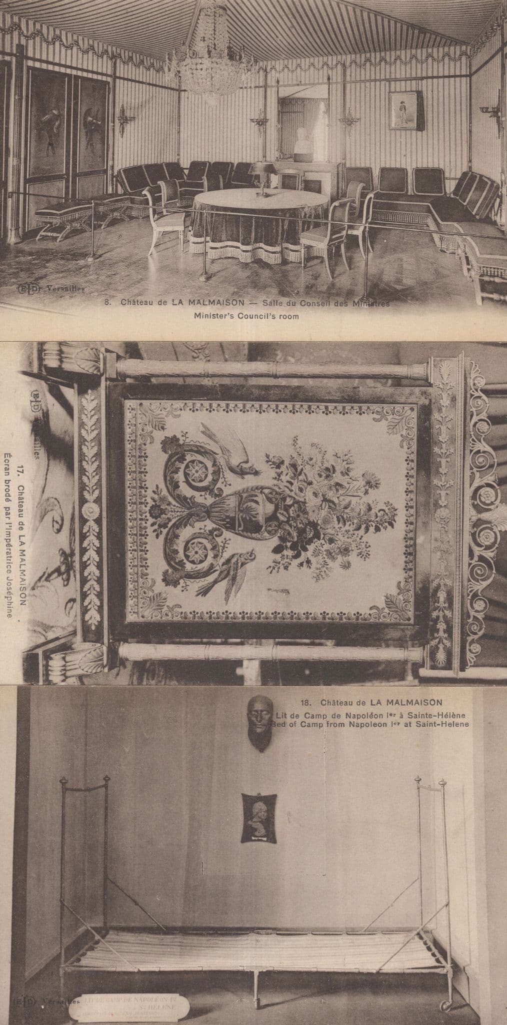 Cheateau De La Malmaison 3x Antique French Postcard s