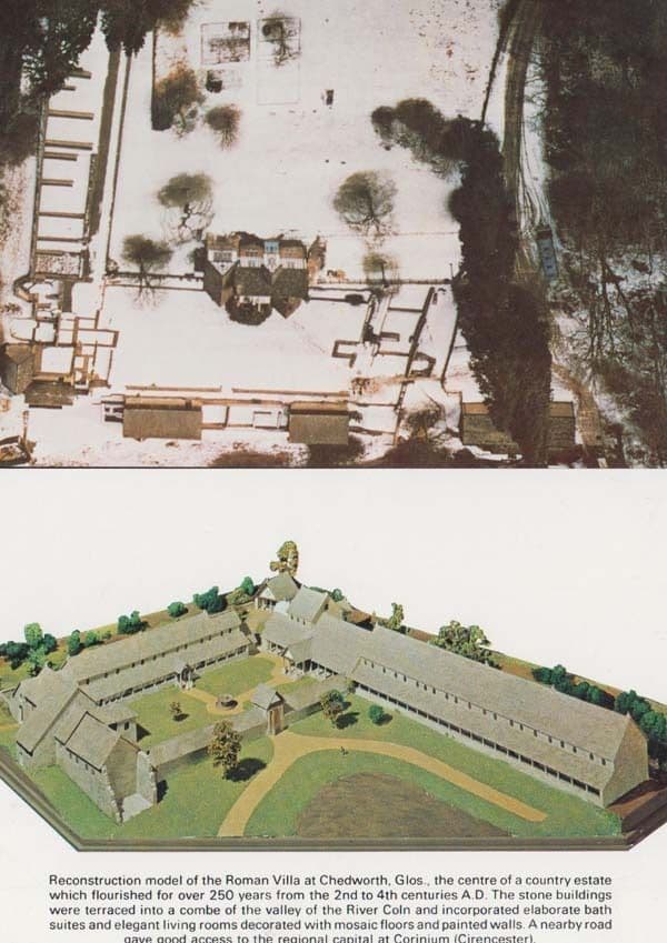 Chedworth Roman Villa House Rome Aerial View Gloucester Rare Photo 2x Postcard