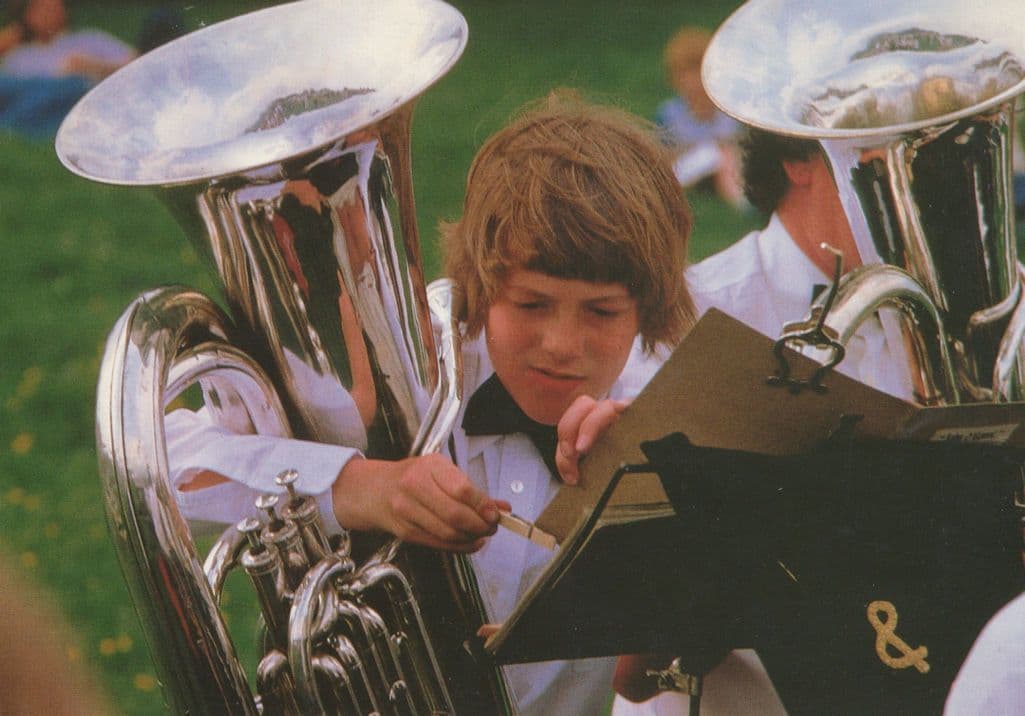 Cheeky Young Brass Band Player Yorkshire Doodling Postcard