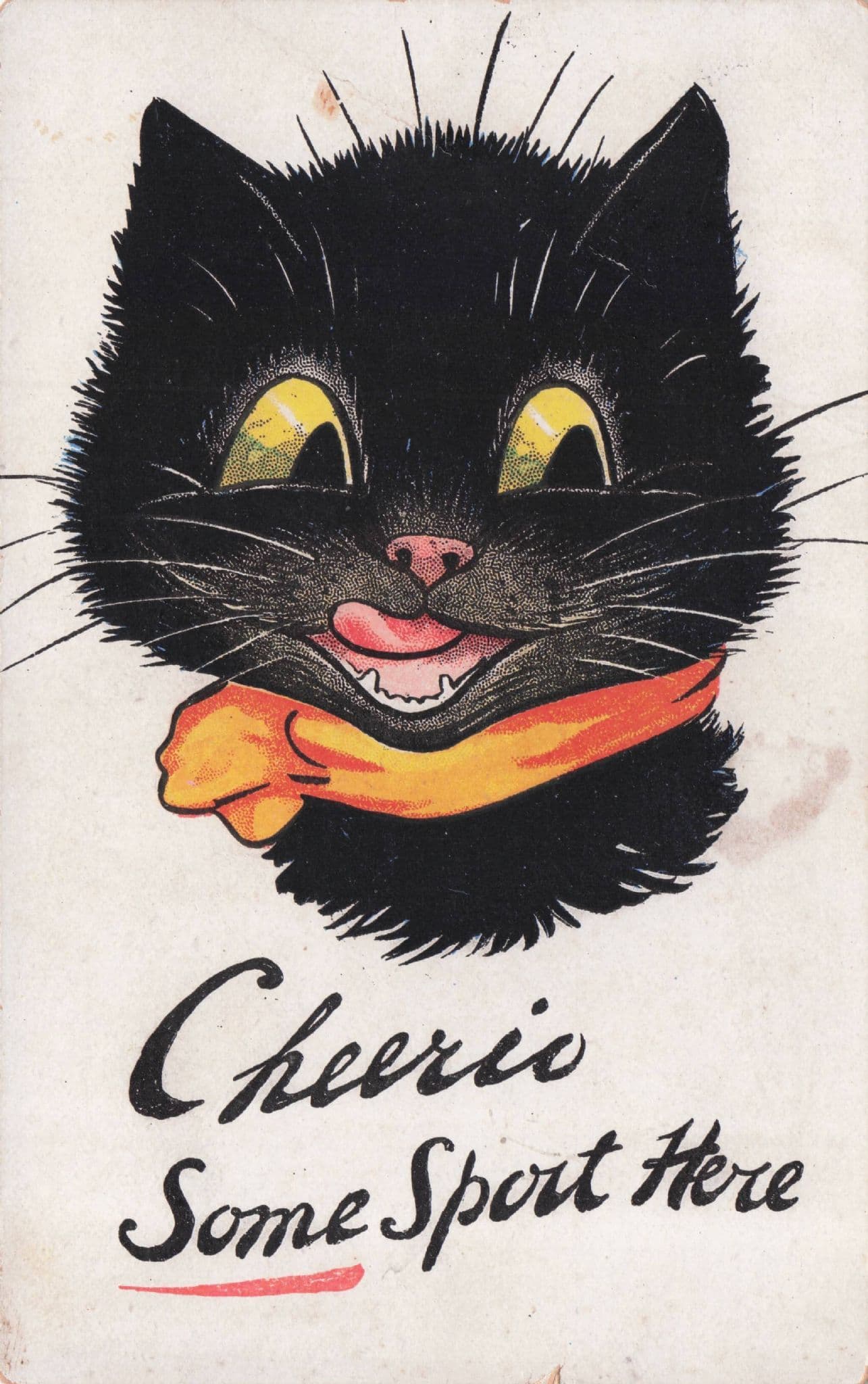 Cheerio Some Sport Here Louis Wain Style Old Cat Comic Postcard