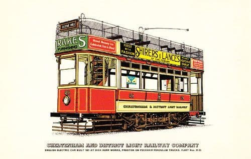 Cheltenham Railway Rail Transport Antique Bus Transport Tram Old View Postcard