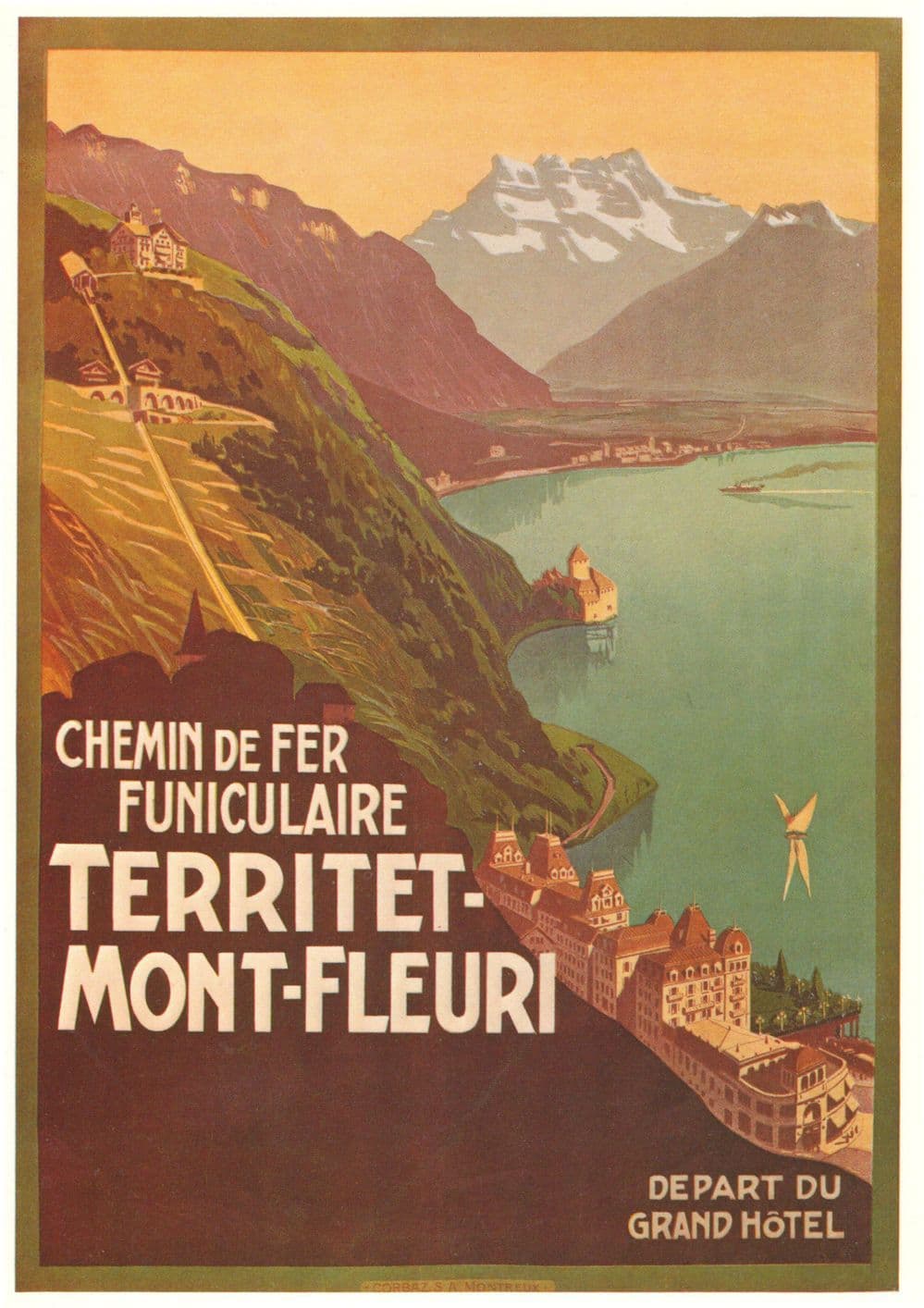 Chemin De Fer Territet Mont Fleuri Switzerland Hotel Poster Postcard