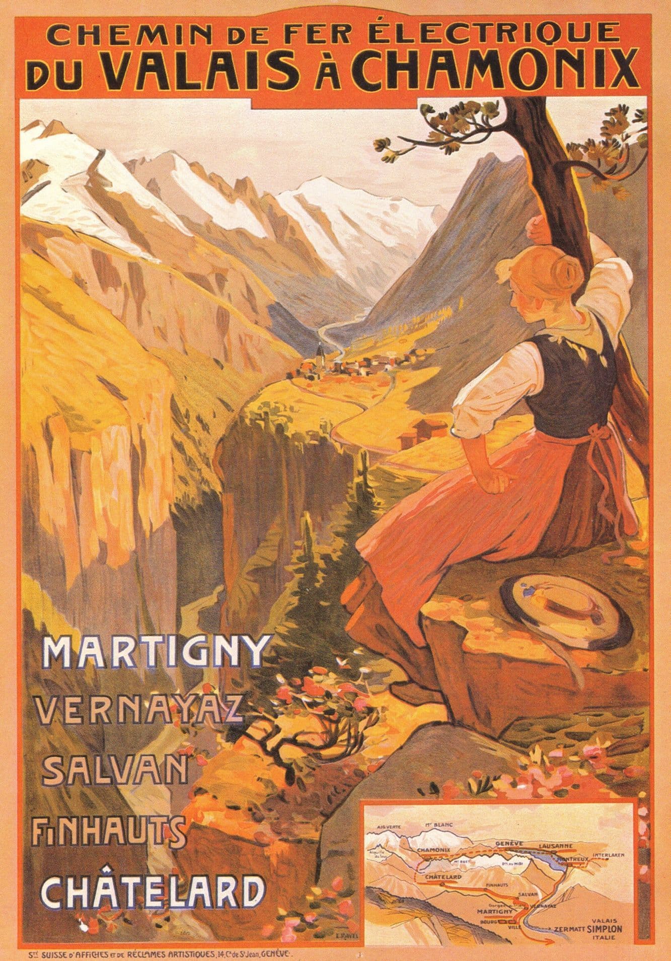 Chemins De Fer Electrique Du Valais A Chamonix Switzerland Poster Postcard