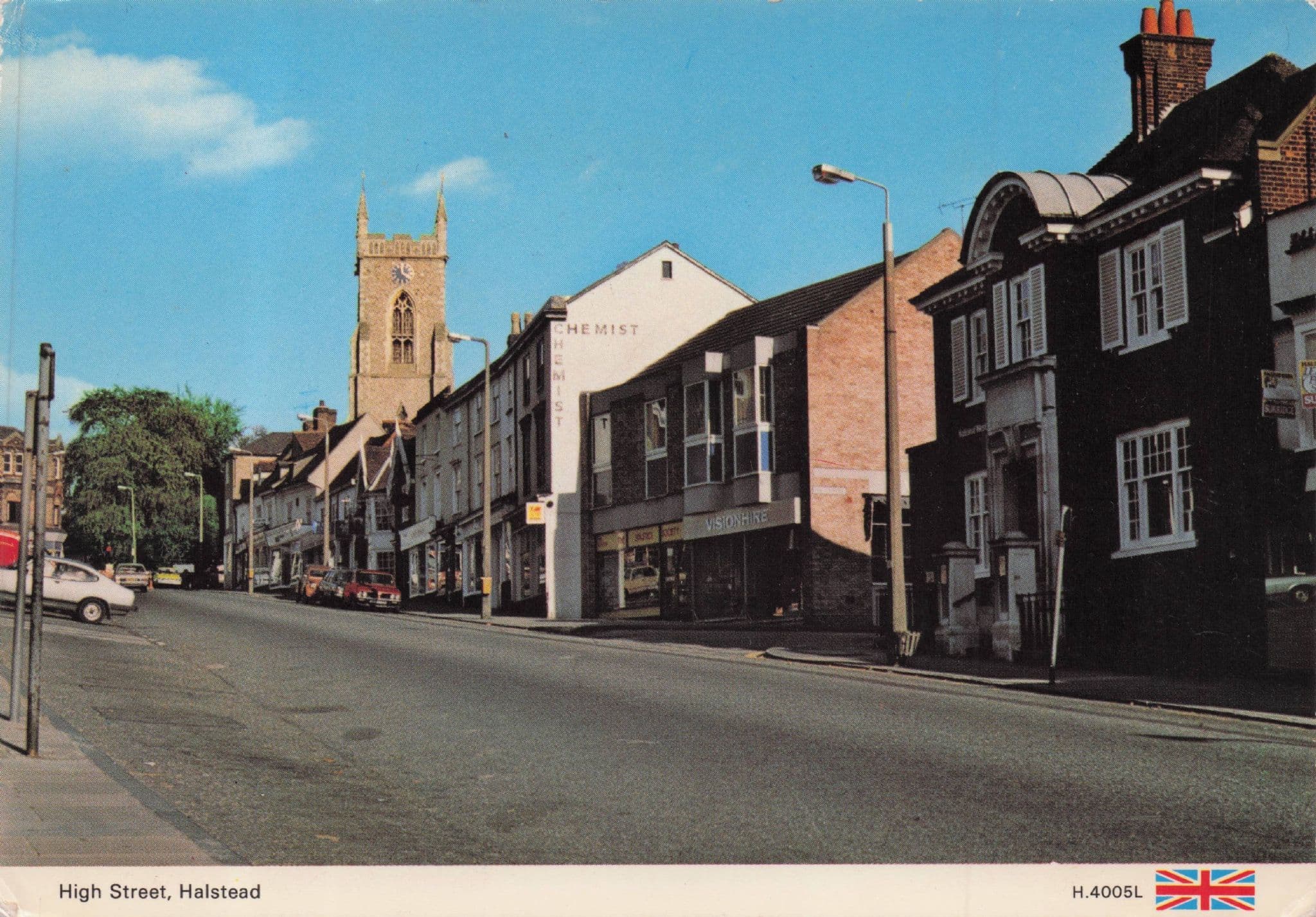 Chemists on High Street Halstead Essex Rare 1980s Postcard