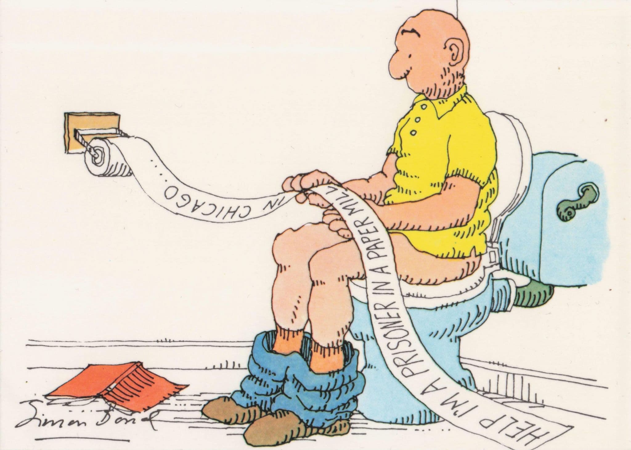 Chicago America USA Toilet Paper Mill Prisoner Comic Postcard