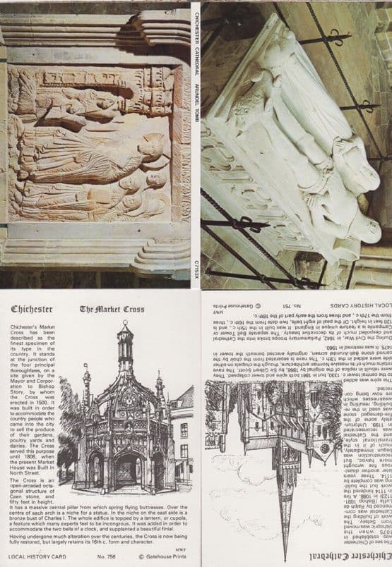 Chichester Cathedral Sussex History Stone Carving Tomb 4x Rare Postcard s