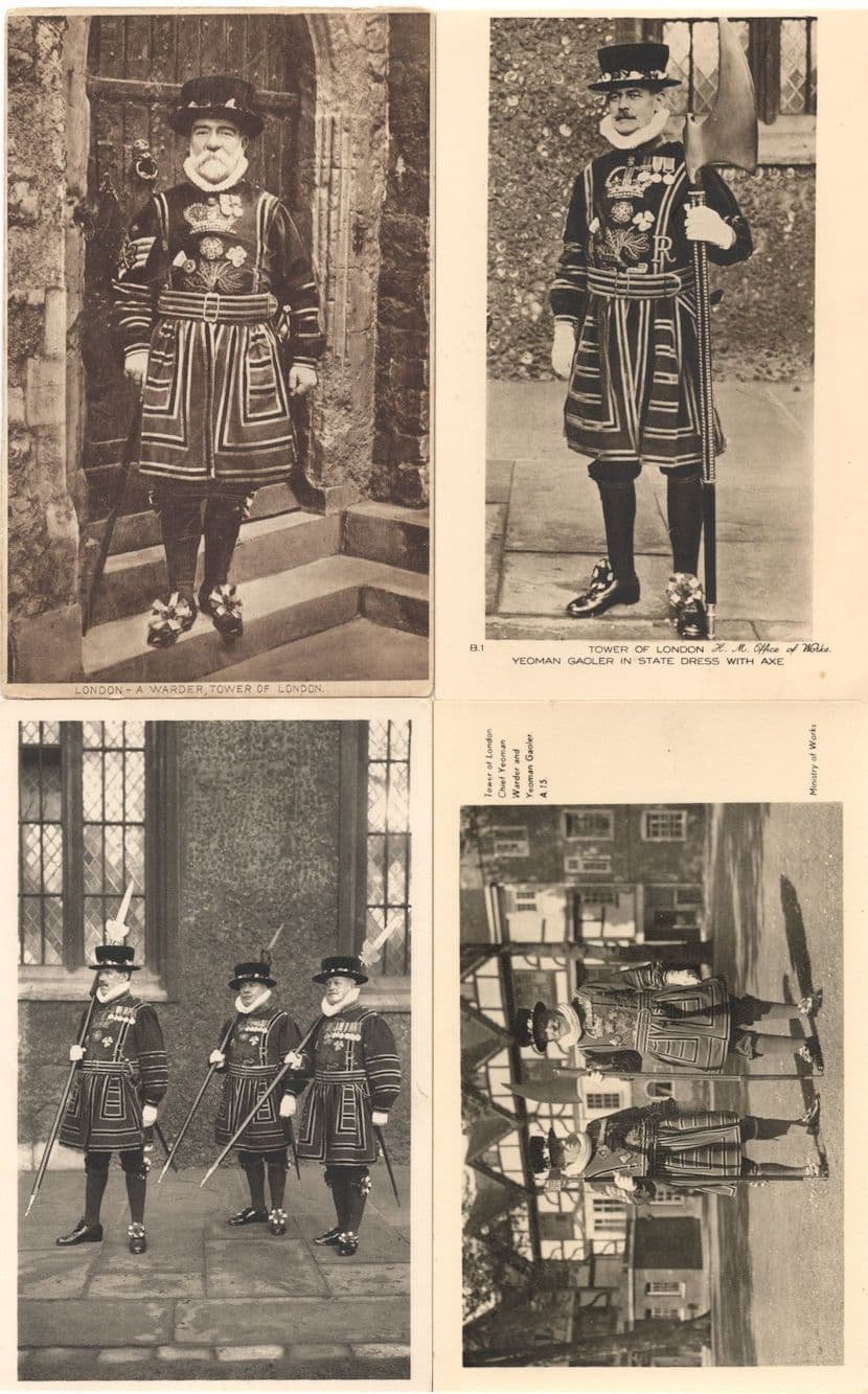 Chief Yeoman Tower Of London Beefeaters 4x Antique Postcard s