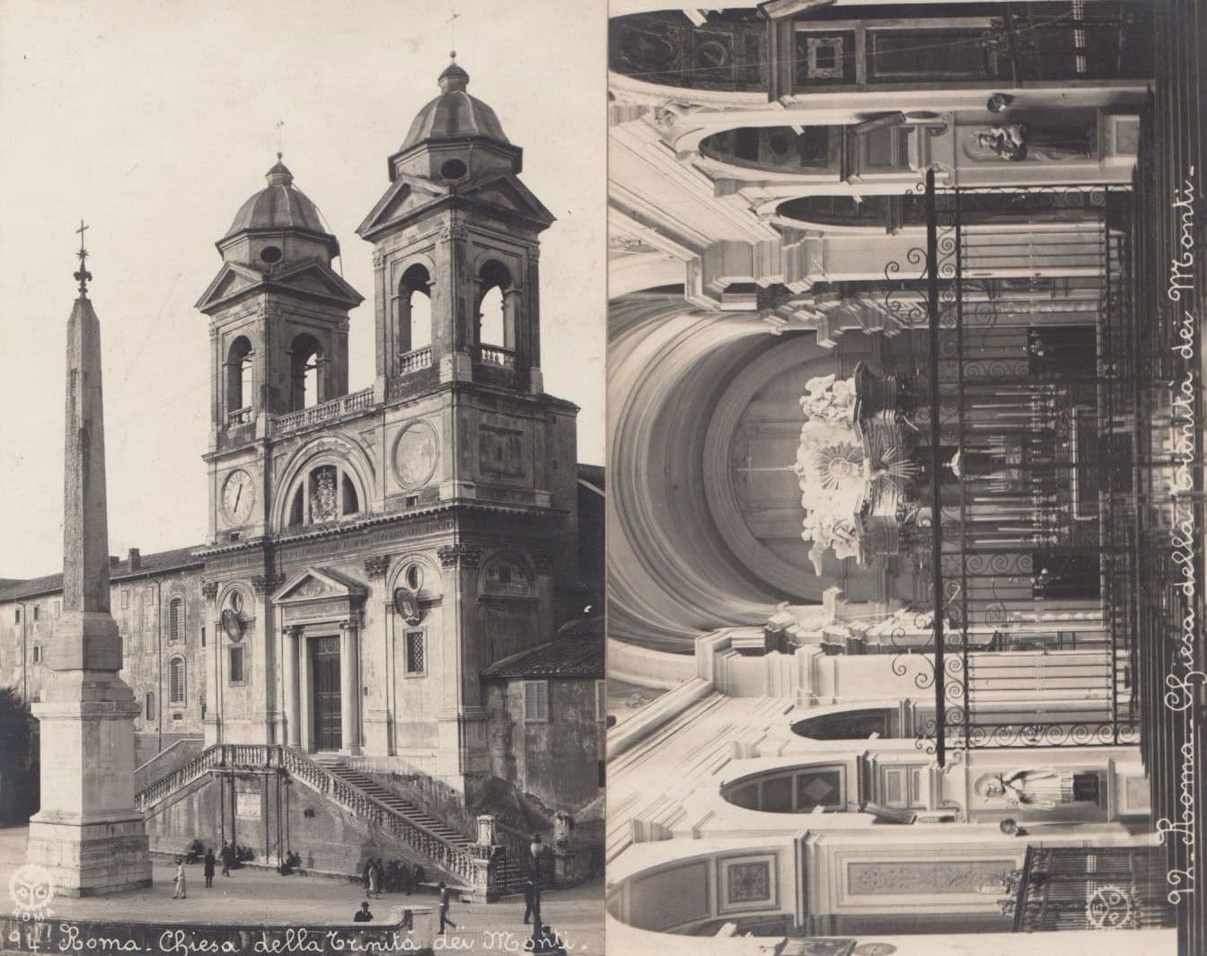 Chiesa Della Santa Trinita Del Monti 2x Old Italian Religious Postcard