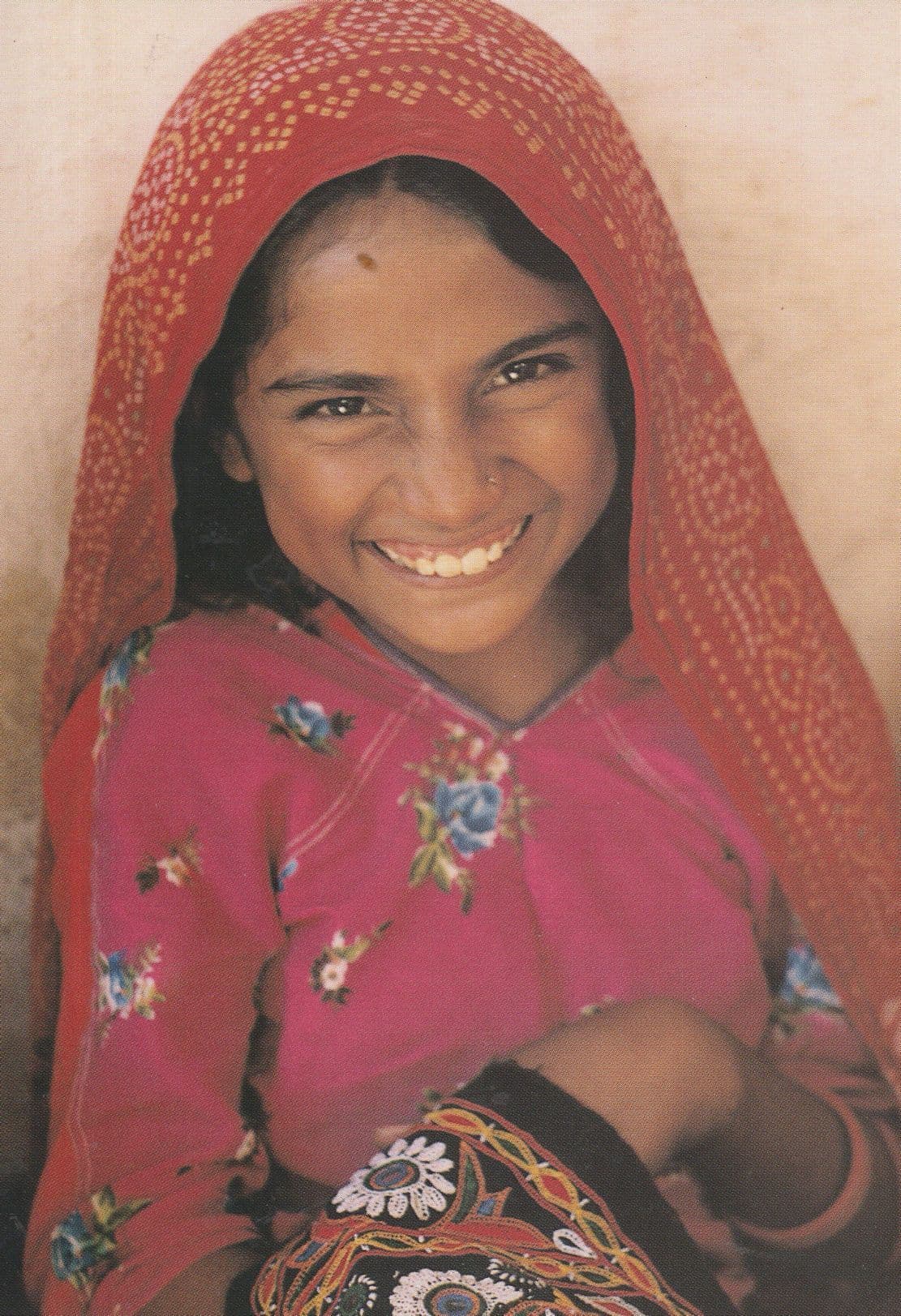 Child Gujarat Mirrorwork Embroidery Indian Kutch School Postcard