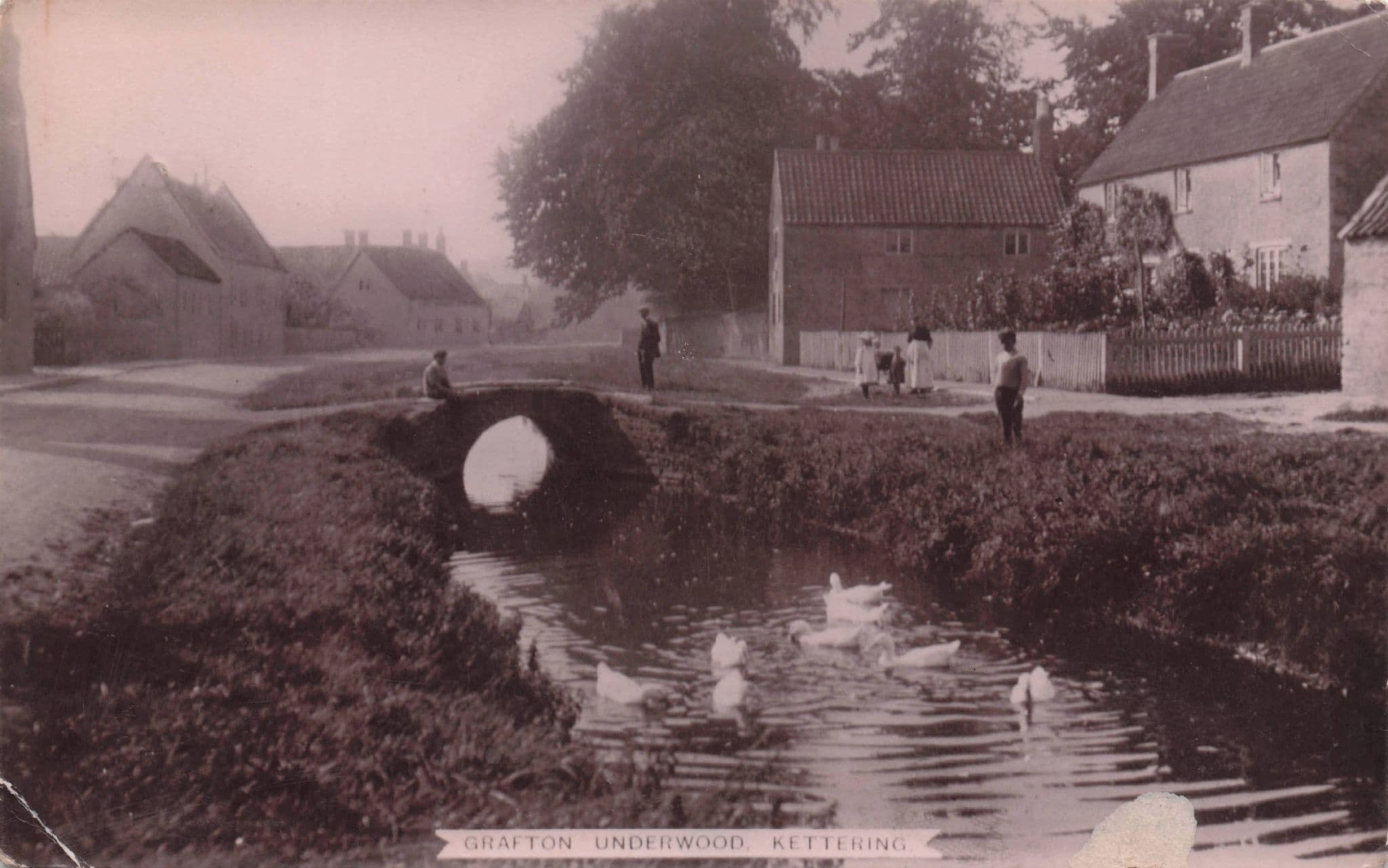 Children at Grafton Underwood Kettering Old RPC Postcard