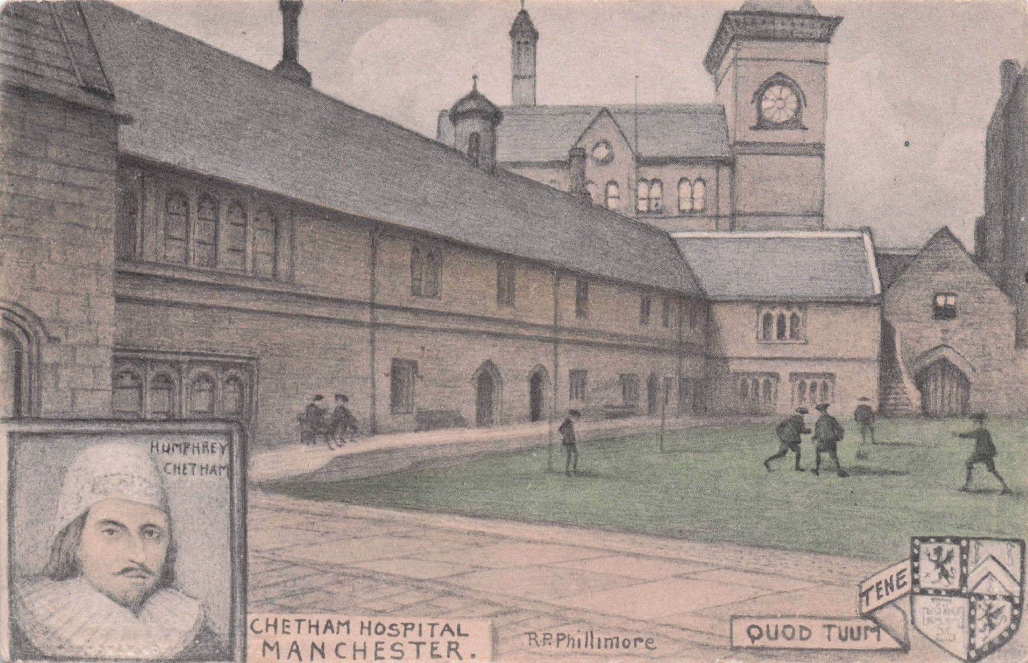 Children Playing at Chetham Hospital Manchester Phillimore Postcard