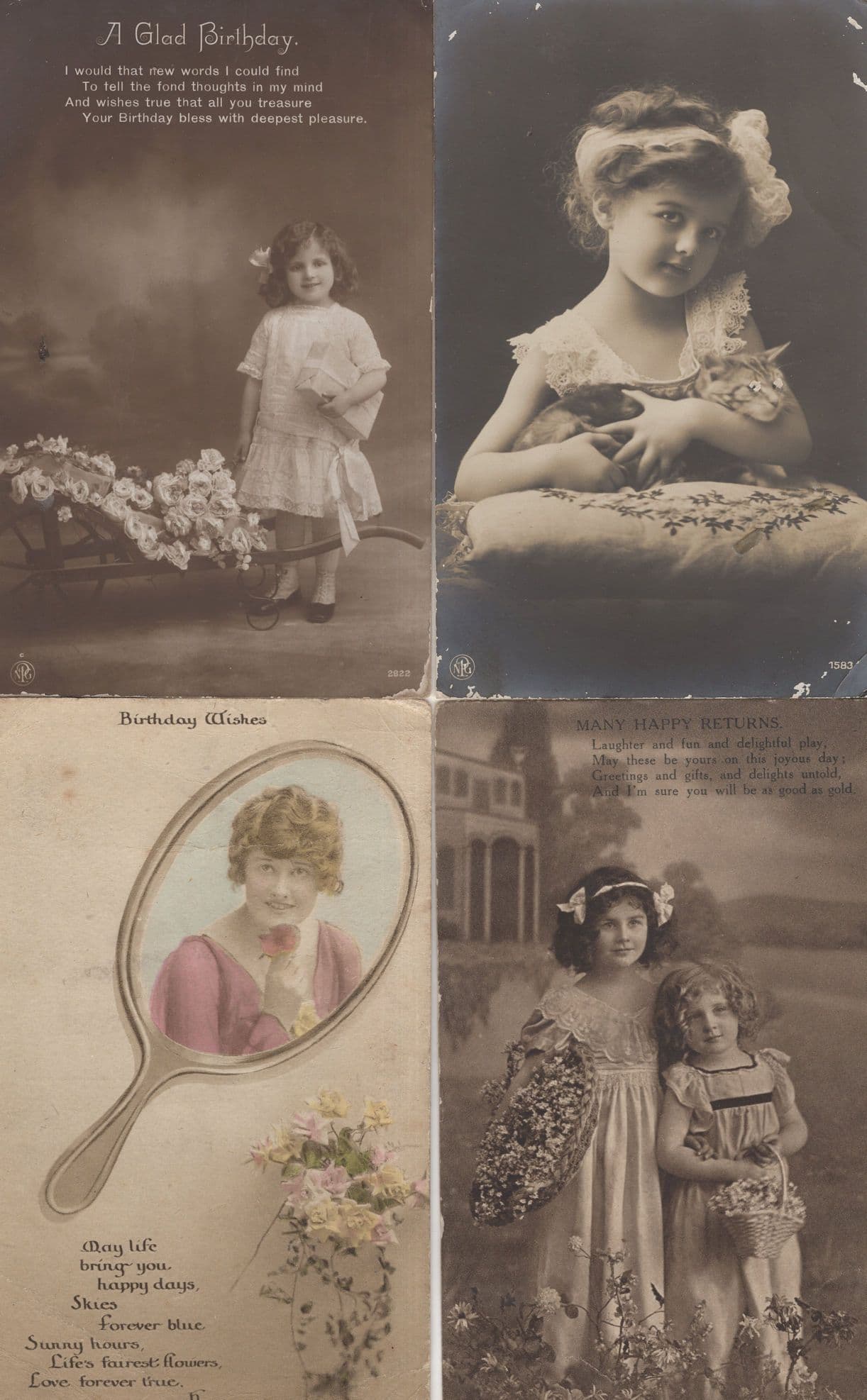 Children With Cat Wheelbarrow Fancy Dress 4x Old Postcard s